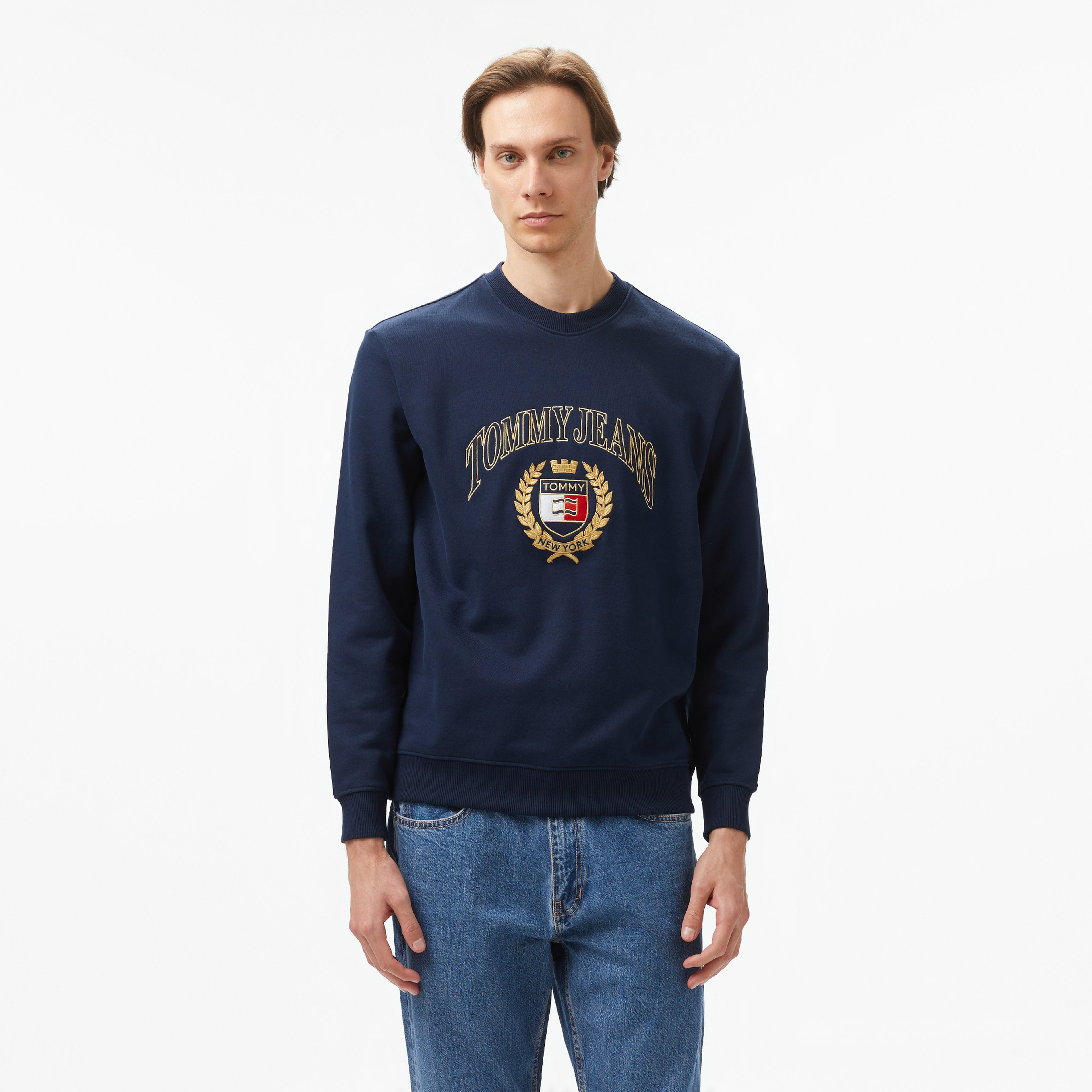 Tommy Hilfiger Jeans Tj Prep Crest Crew Erkek Lacivert Sweatshirt