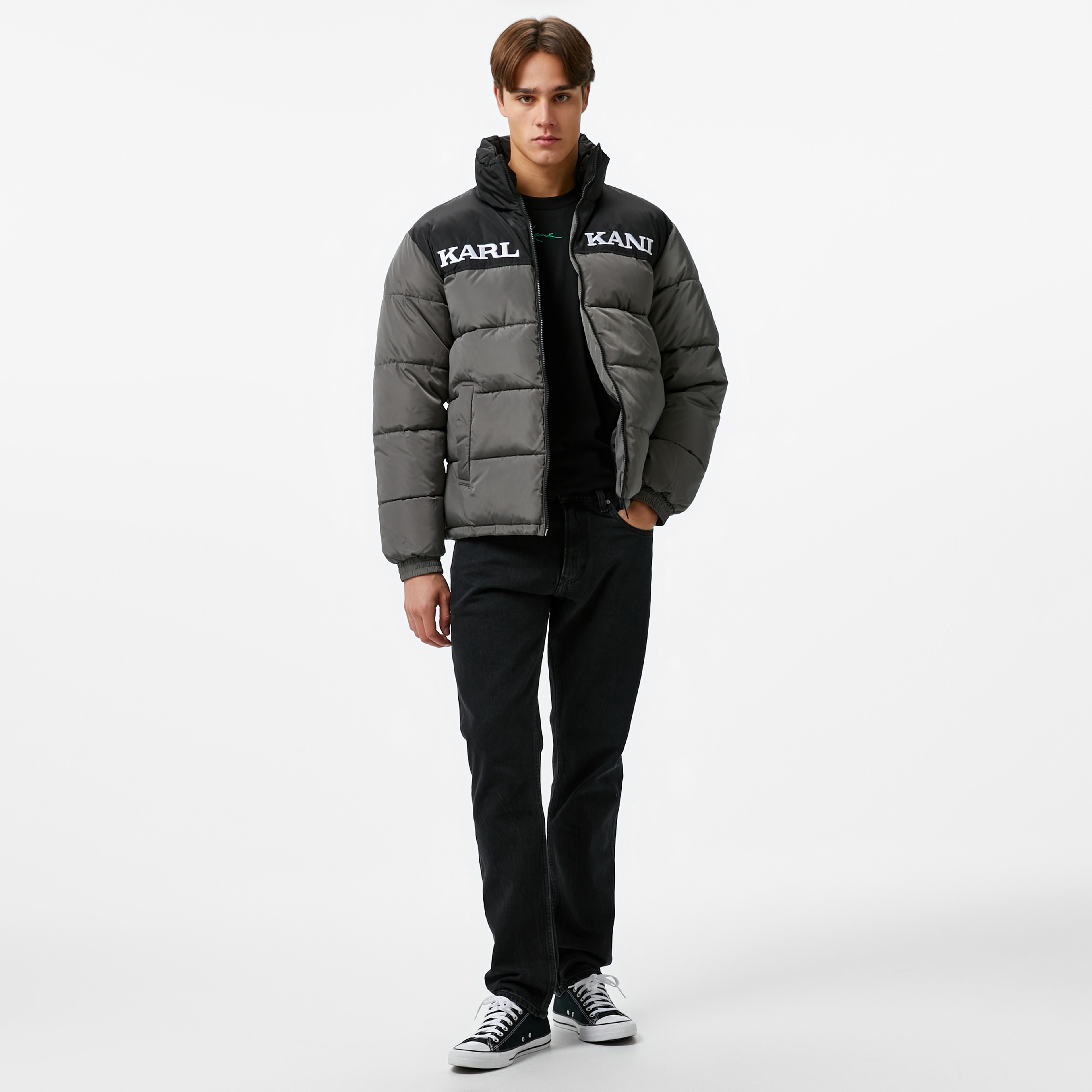 Karl Kani Retro Essential Puffer Erkek Gri Mont