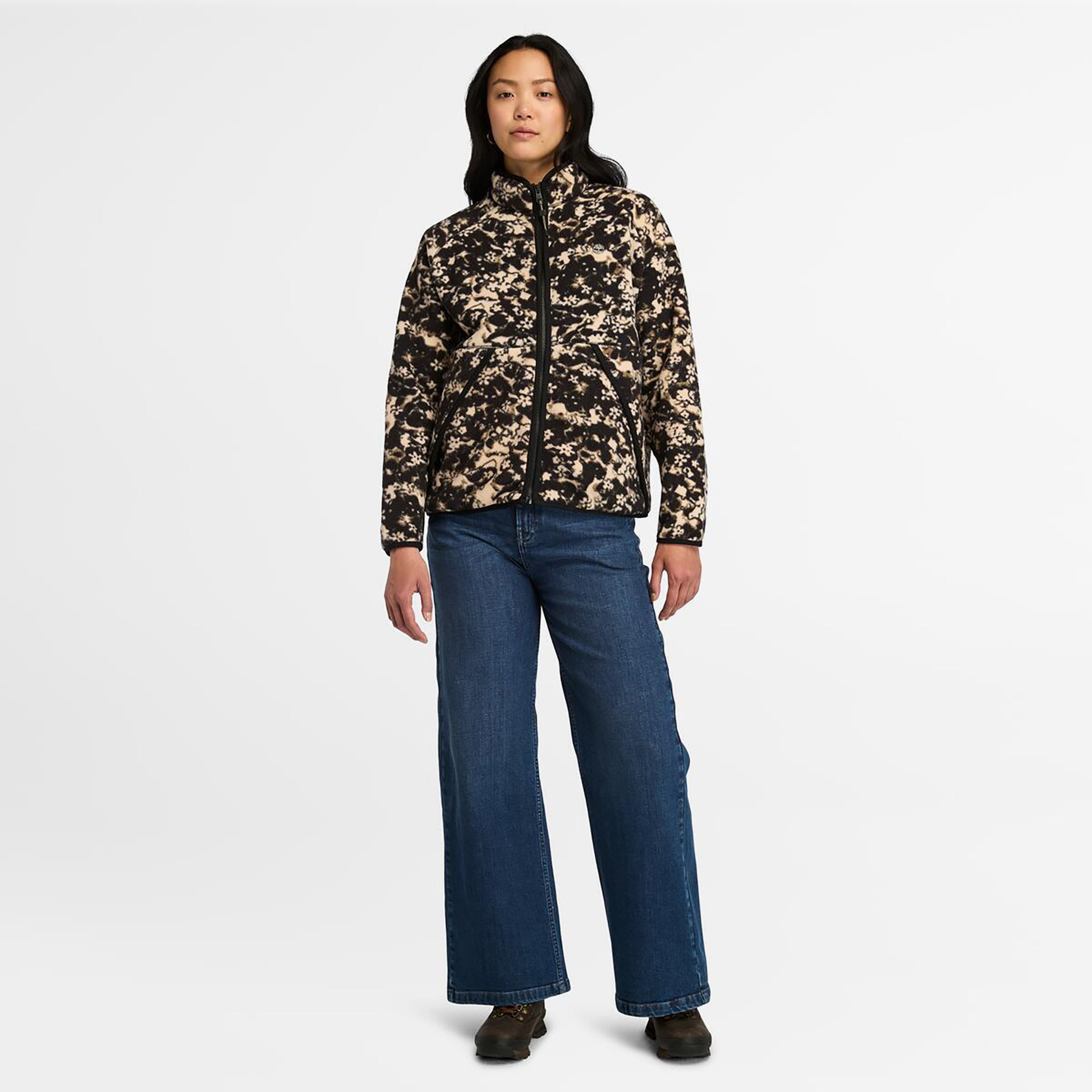 Timberland Printed Full-Zıp Sherpa Kadın Bej Ceket