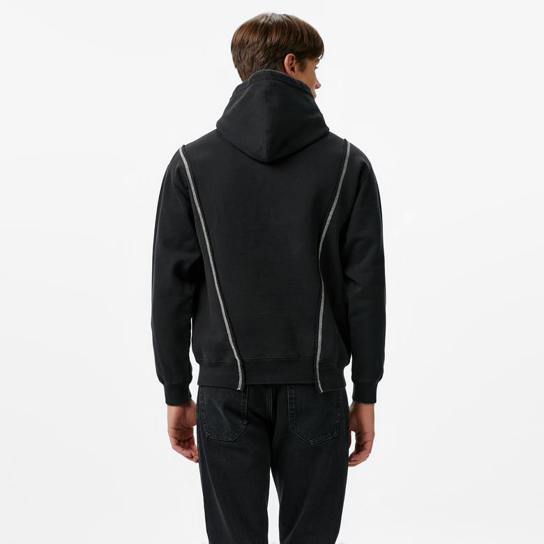 Market Designer Split Erkek Siyah Sweatshirt