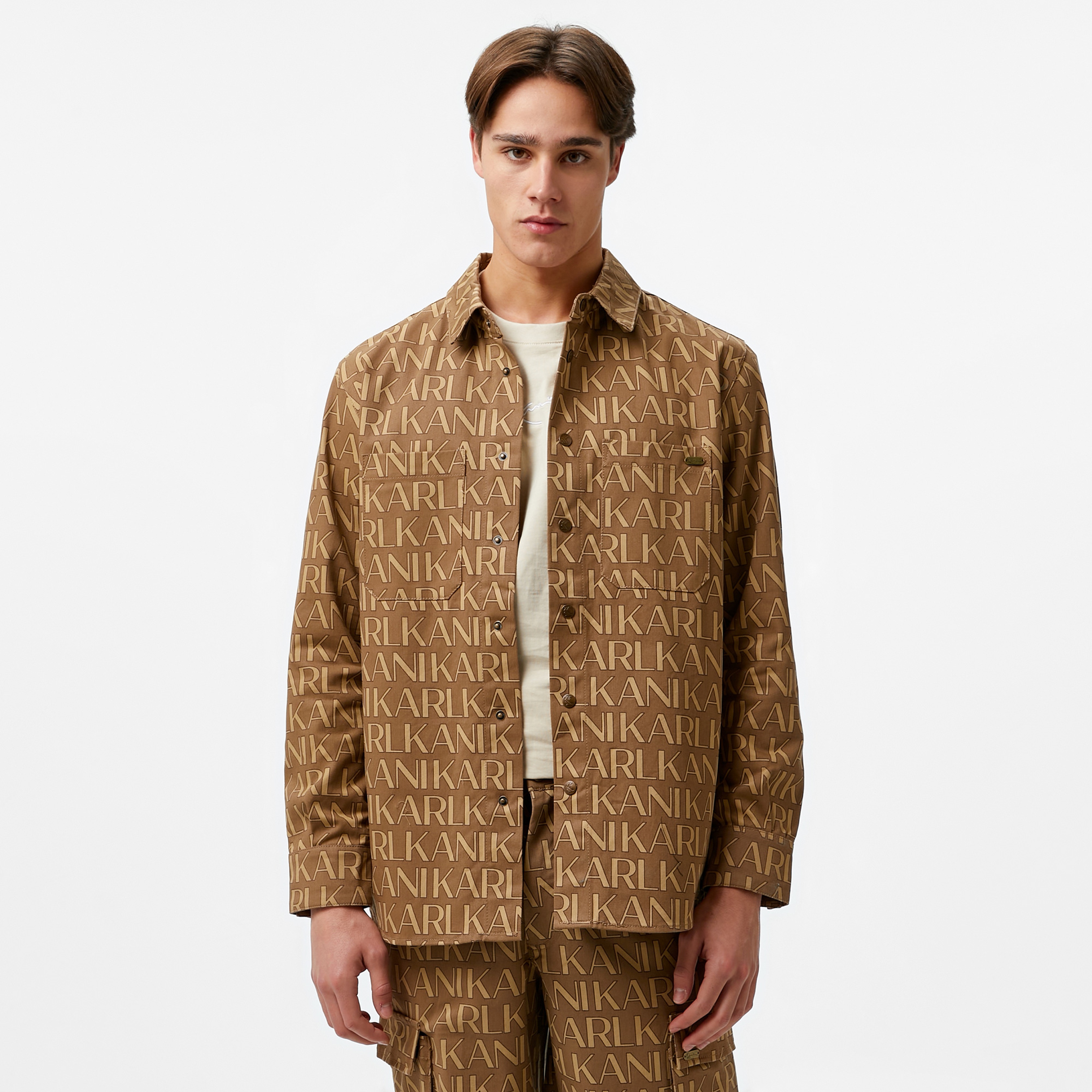 Karl Kani Kk Aop Overshirt Erkek Bej Gömlek