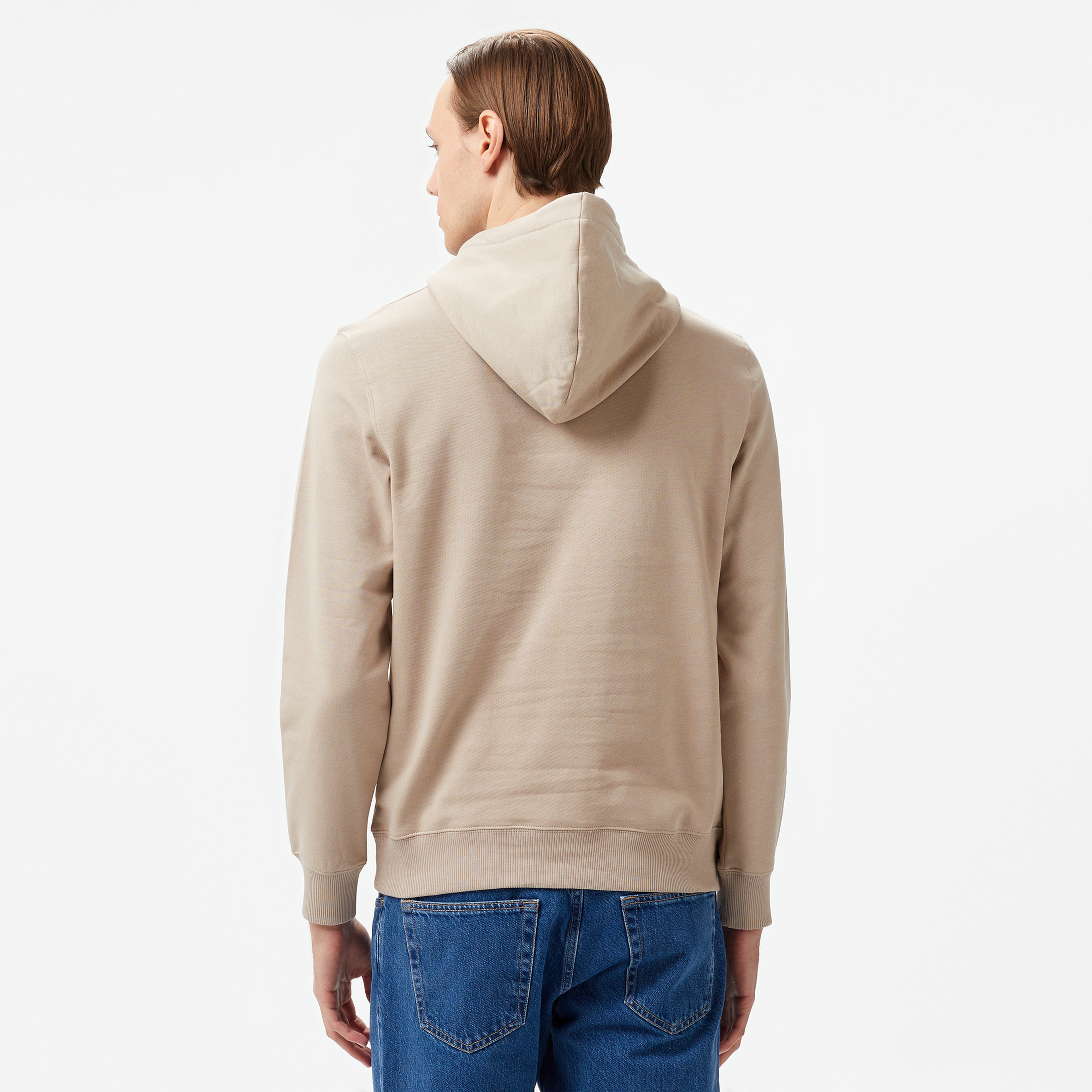 Calvin Klein Jeans Seasonal Monologo Regular Erkek Bej Hoodie