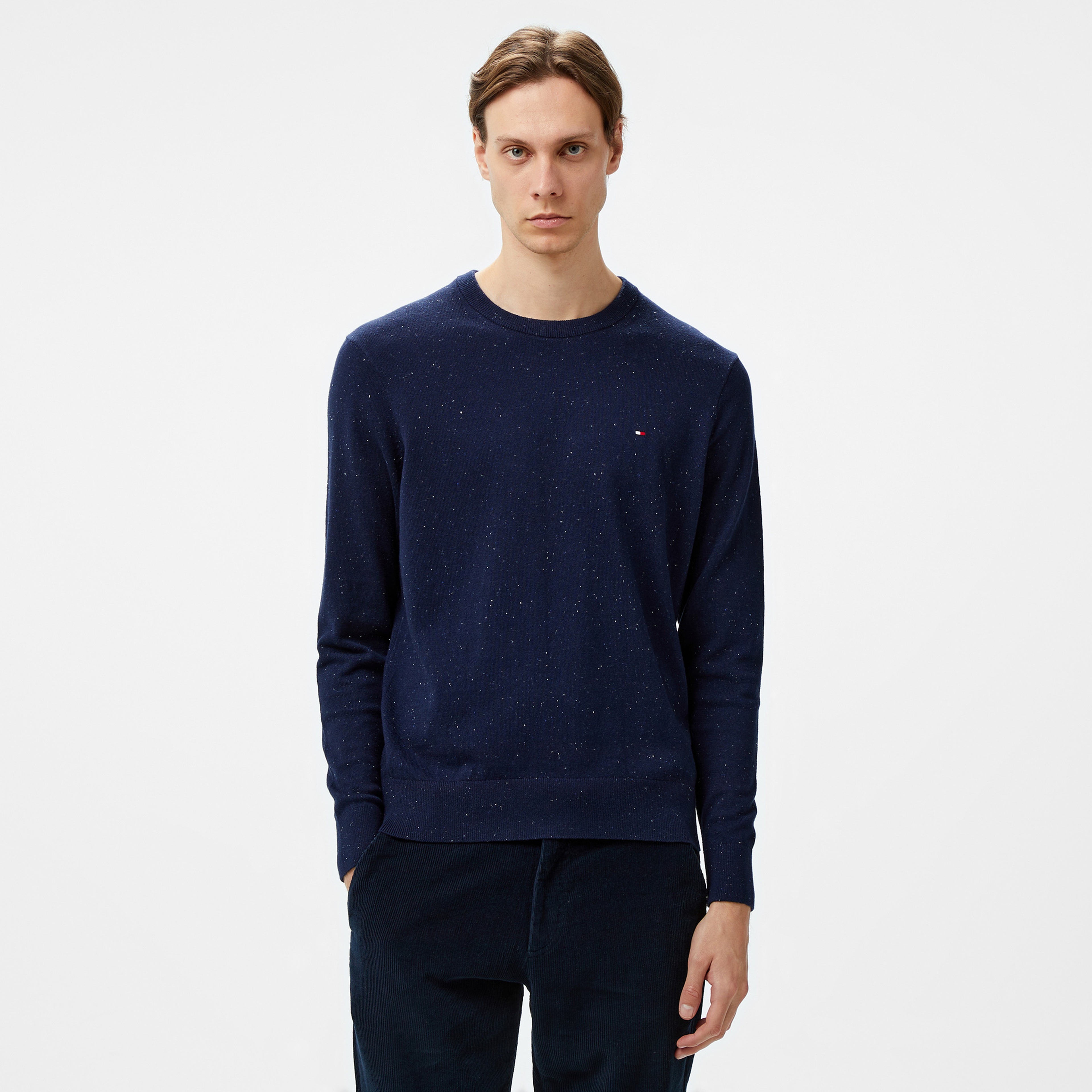 Tommy Hilfiger Pima Crew Neck Erkek Mavi Kazak