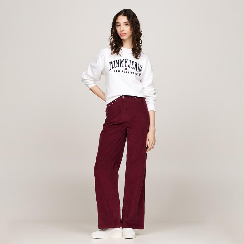 Tommy Hilfiger Jeans Claire Fine Cord Kadın Bordo Chino Pantolon
