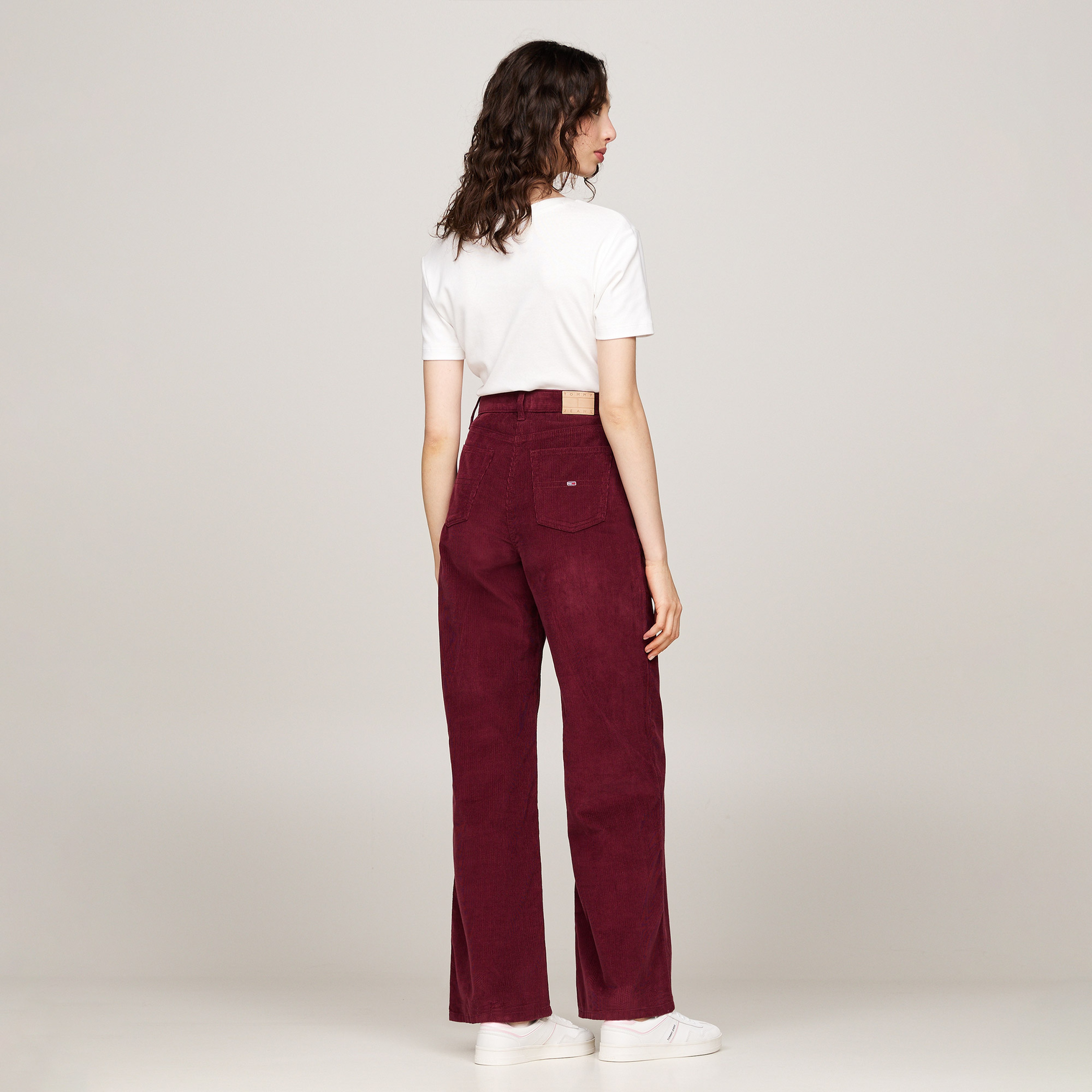 Tommy Hilfiger Jeans Claire Fine Cord Kadın Bordo Chino Pantolon
