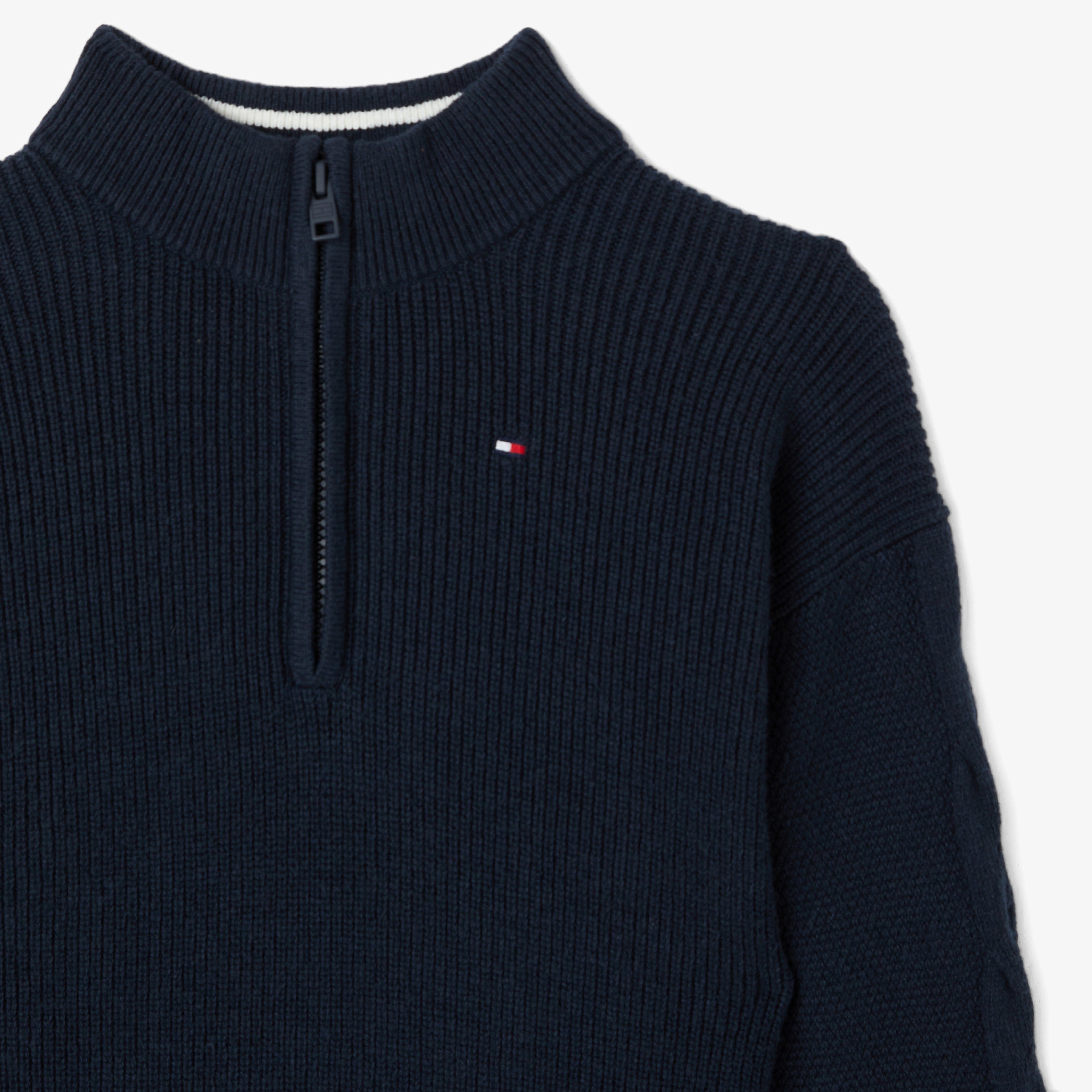 Tommy Hilfiger Turtleneck Half Zip Çocuk Mavi Kazak