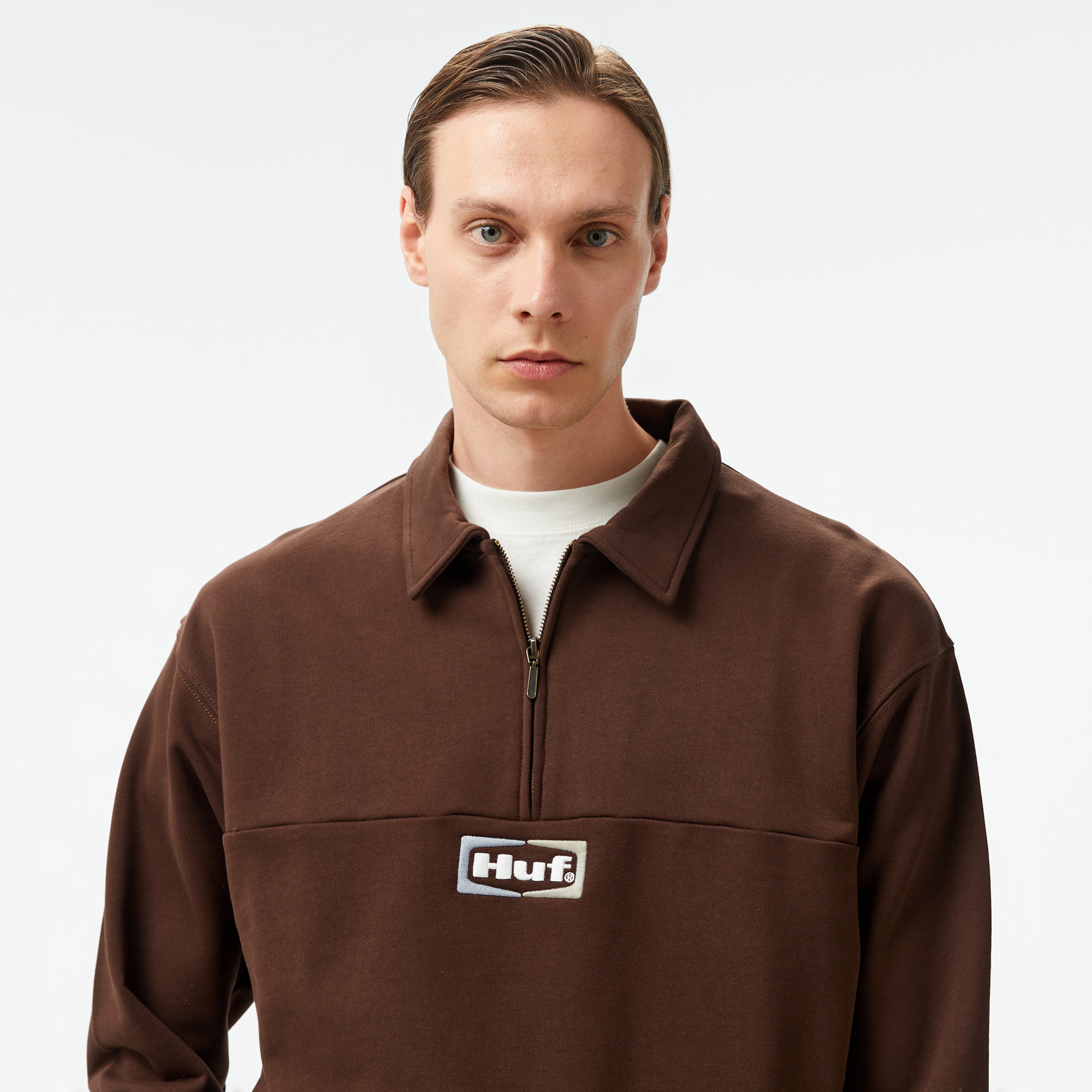 HUF Slate Quarter Zip Fleece Erkek Kahverengi Ceket