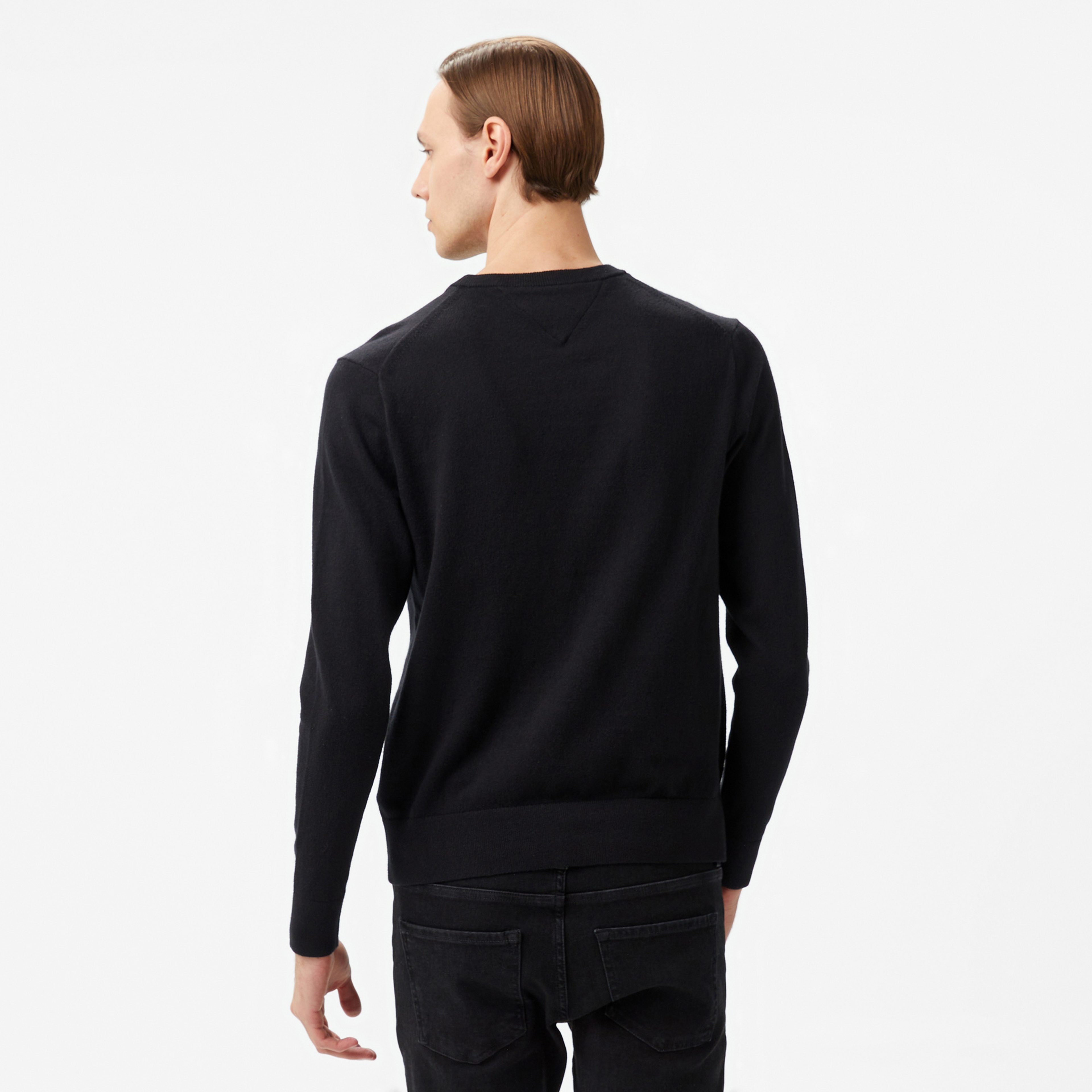 Tommy Hilfiger Pima Crew Neck Erkek Siyah Kazak