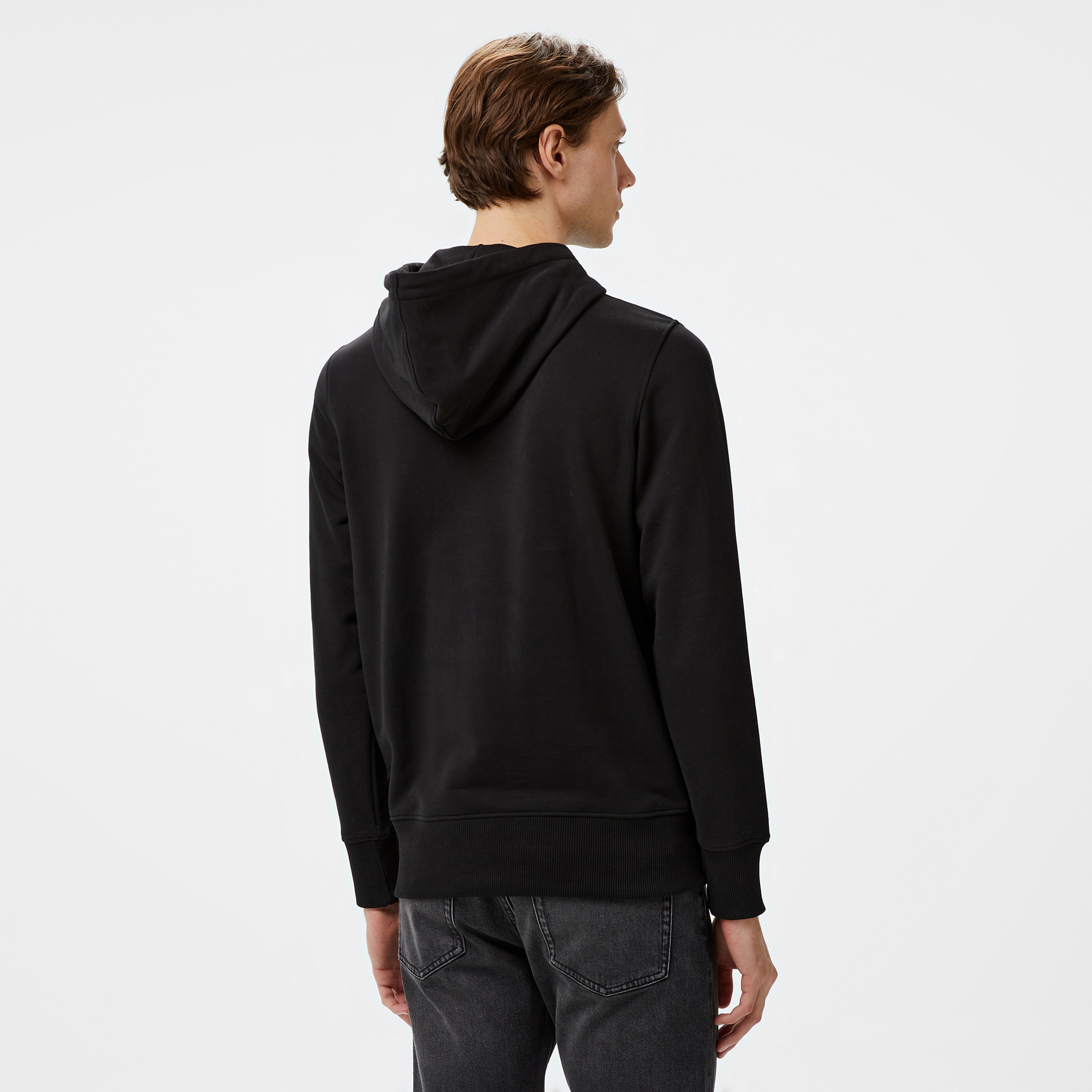 Calvin Klein Jeans Distressed Monologo Erkek Siyah Hoodie
