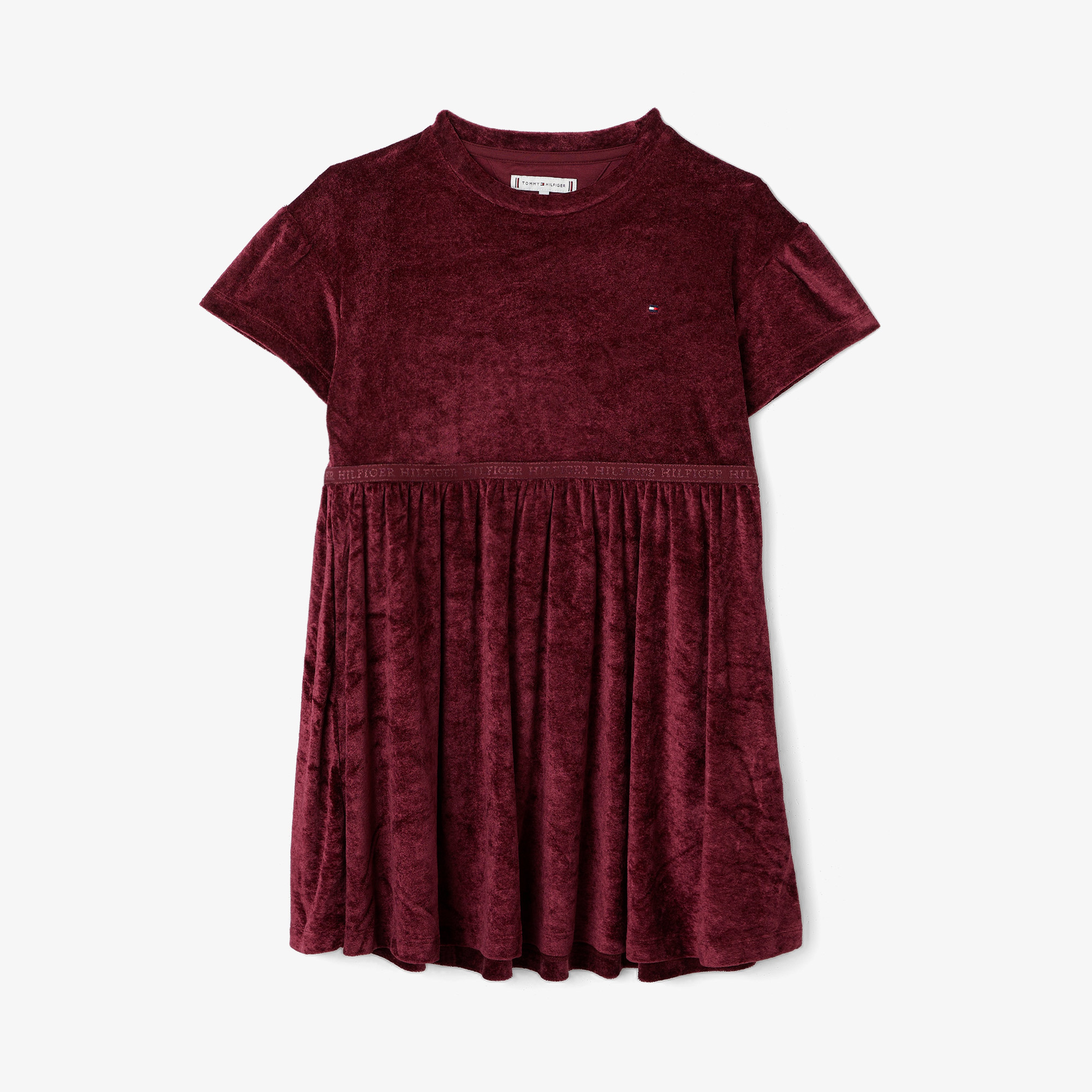 Tommy Hilfiger Velour Çocuk Bordo Elbise