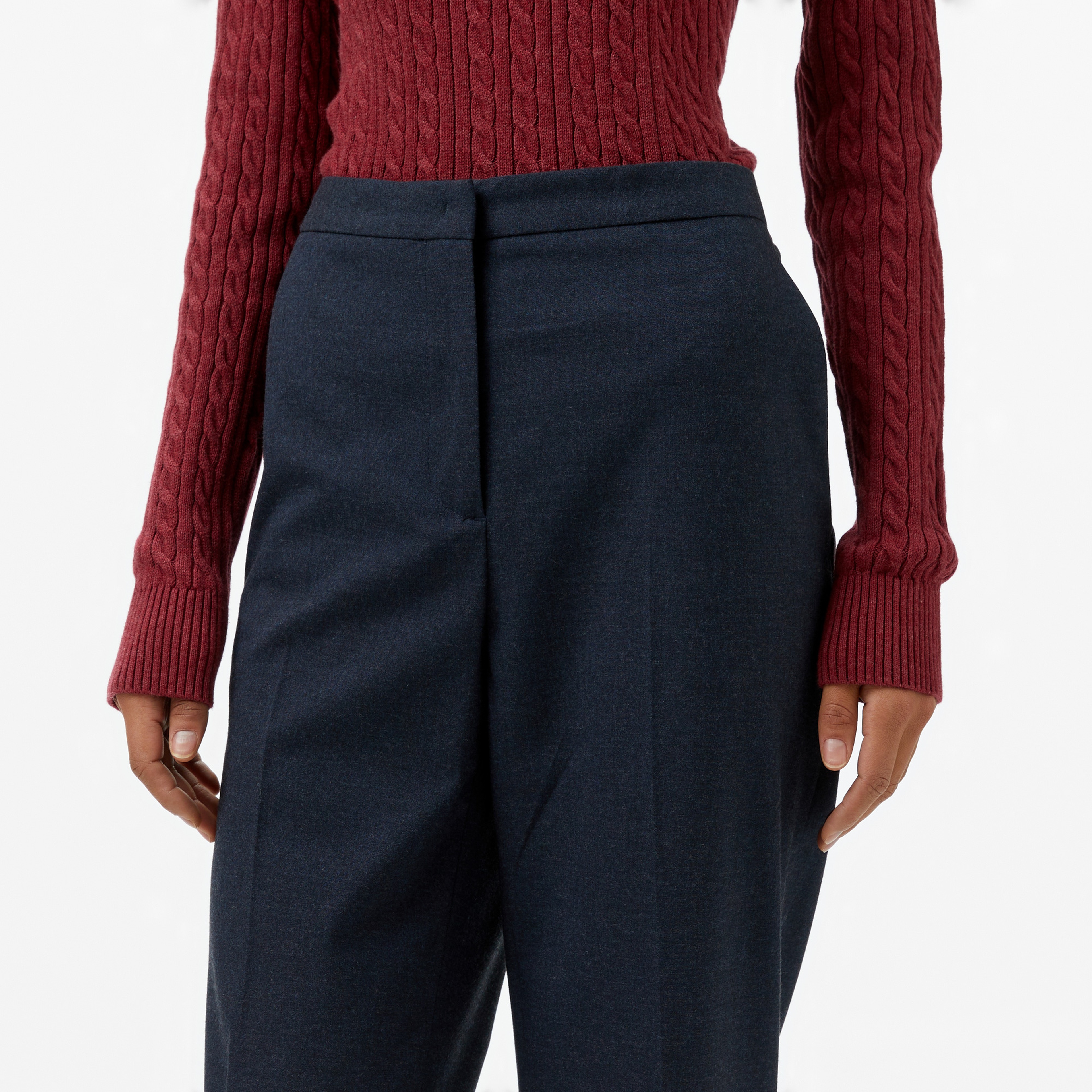 Tommy Hilfiger Flannel Slim Straight Kadın Mavi Pantolon