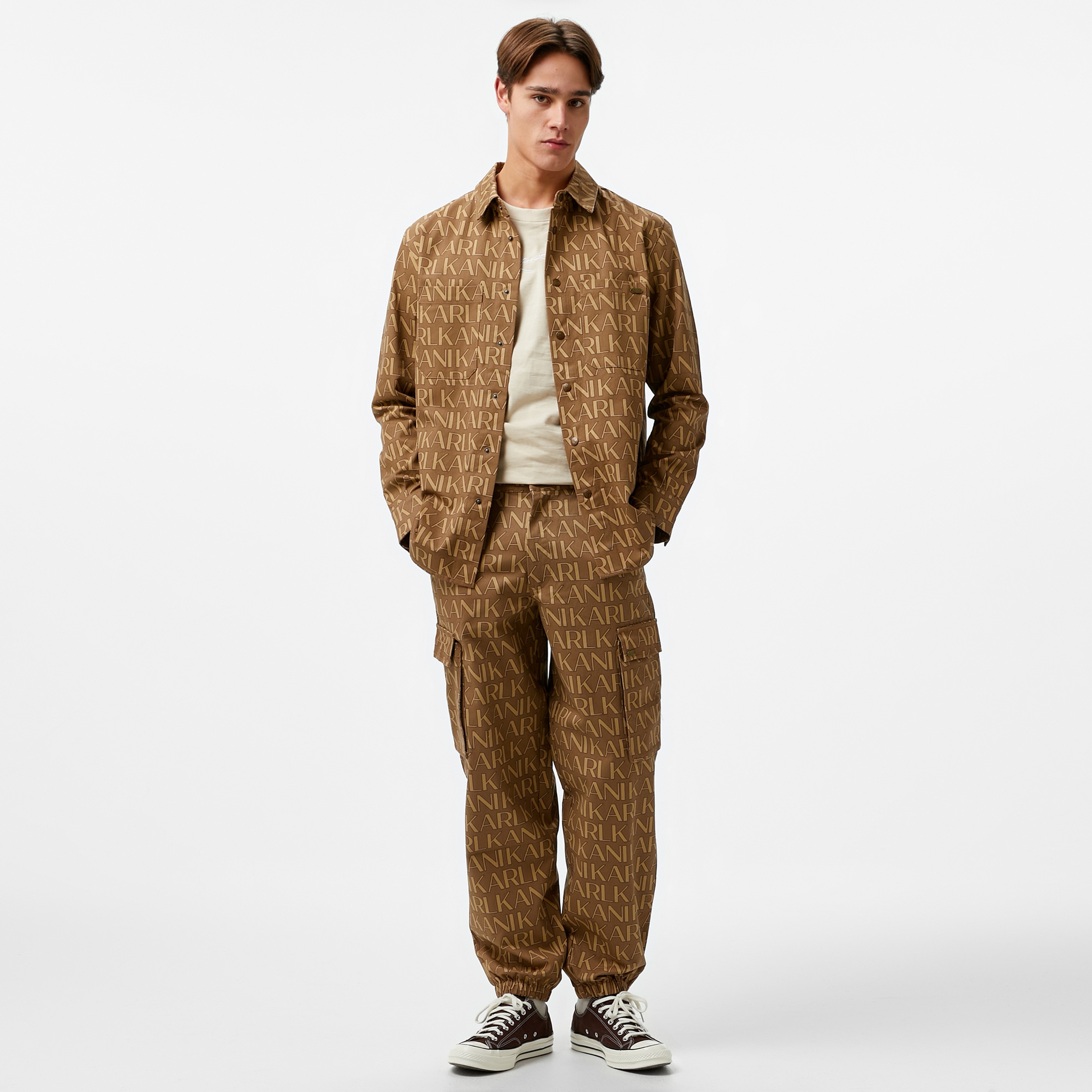 Karl Kani Kk Aop Overshirt Erkek Bej Gömlek