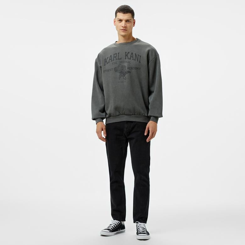Karl Kani Kani Street Academy Washed Os Crew Erkek Gri Sweatshirt