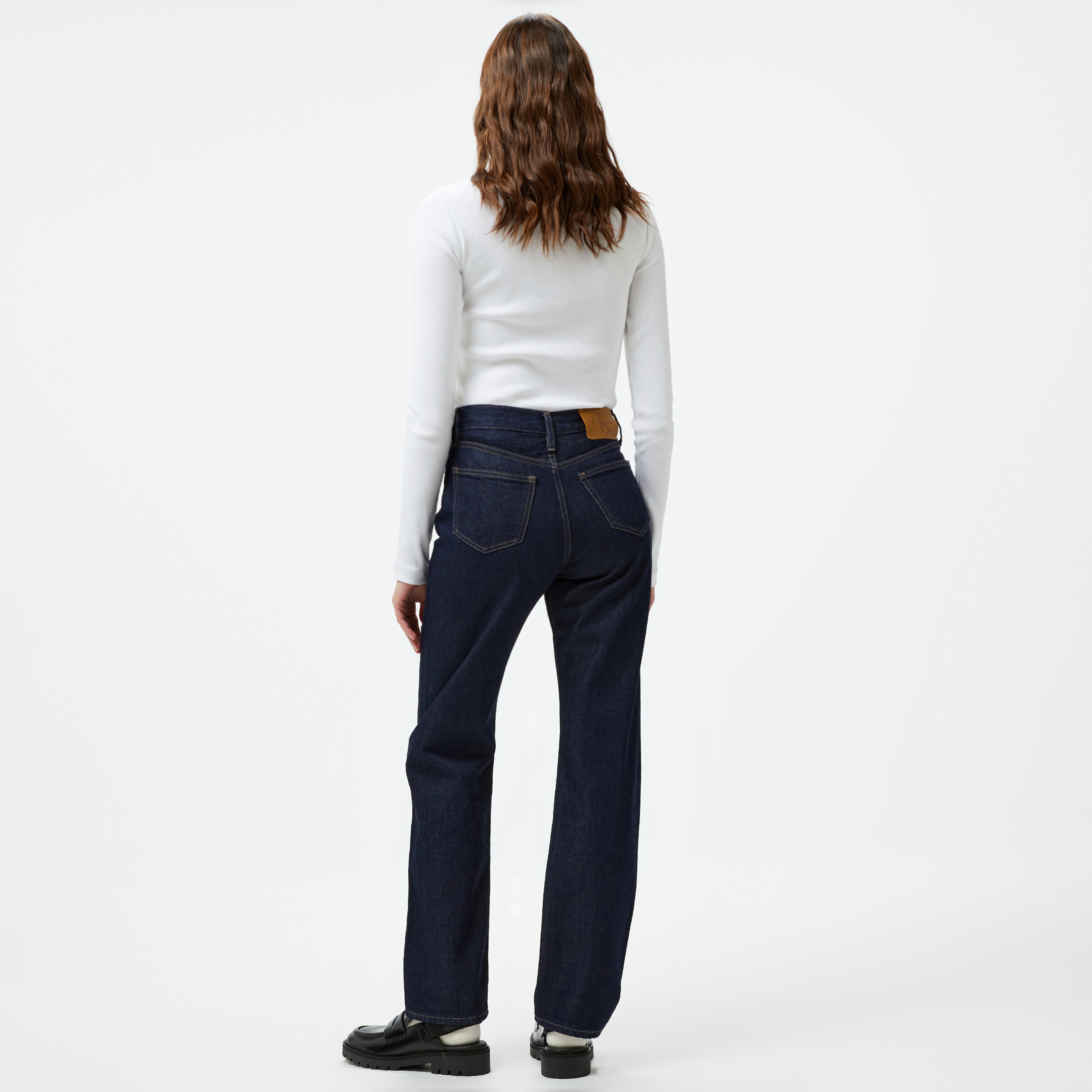 Calvin Klein Jeans High Rise Straight Kadın Lacivert Jean