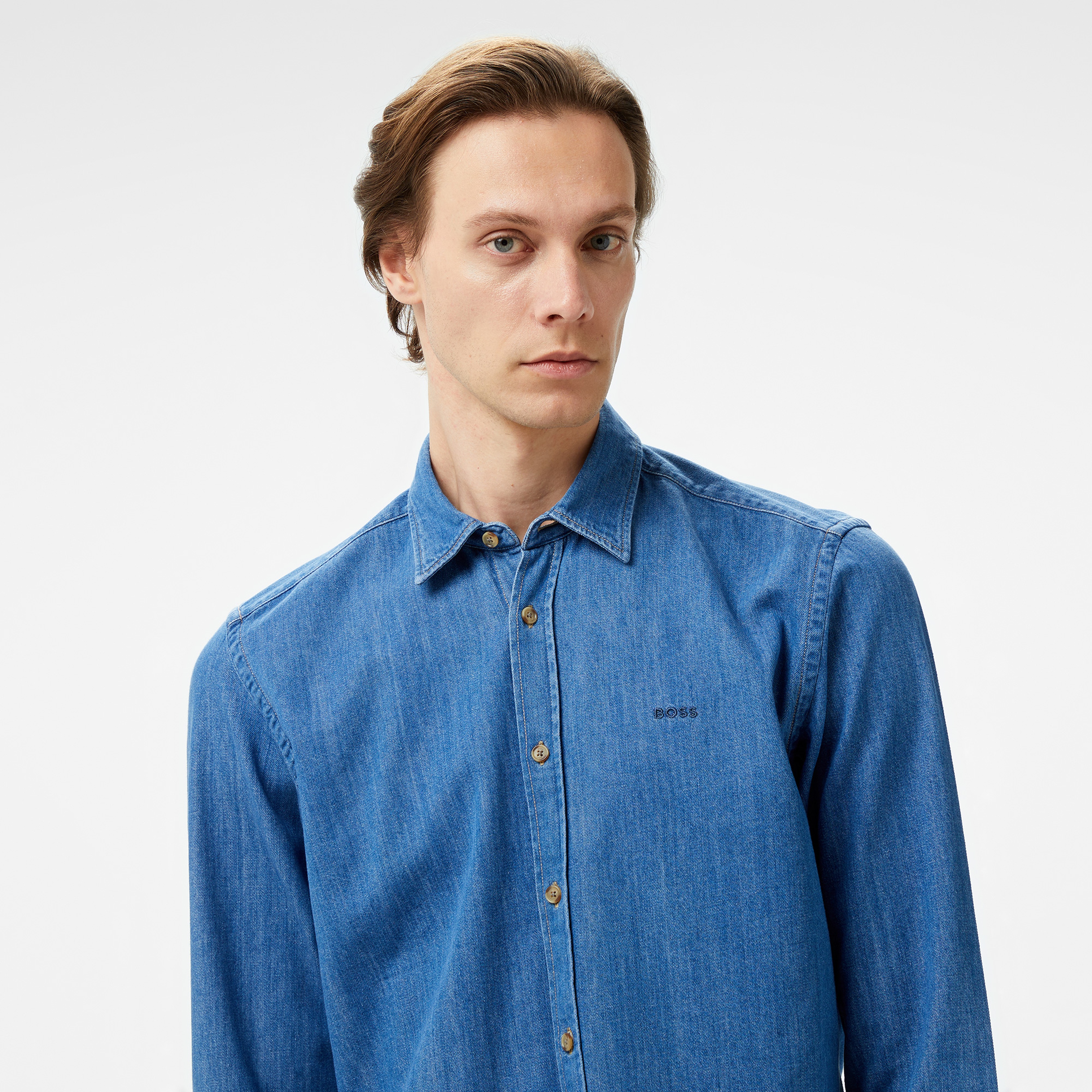 Boss Liam Kent 243 Denim Erkek Lacivert Gömlek