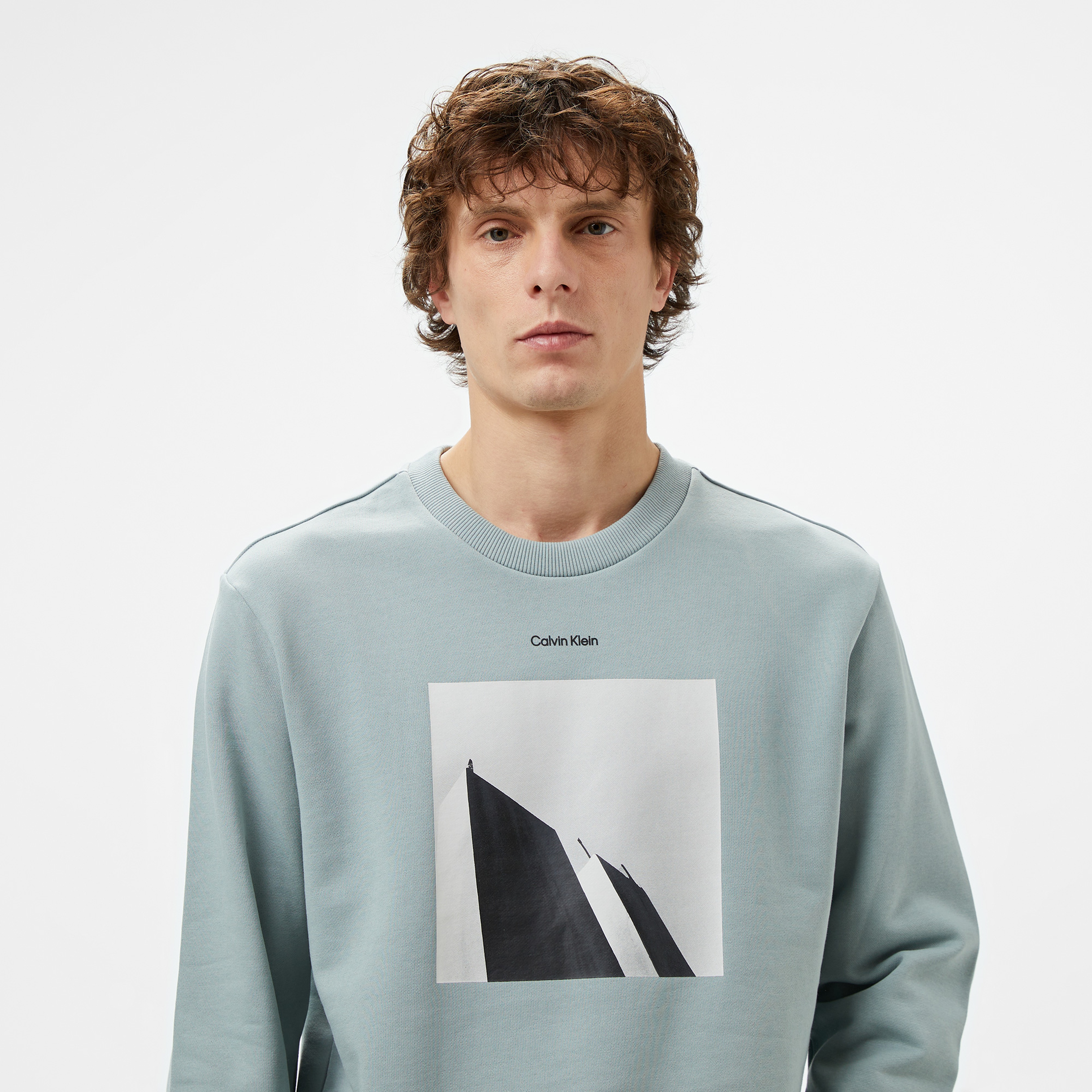 Calvin Klein City Photo Print Erkek Gri Sweatshirt