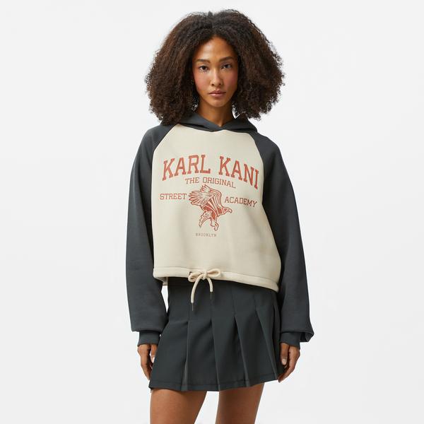 Karl Kani Woven Signature Street Academy Crop Kadın Siyah Sweatshirt