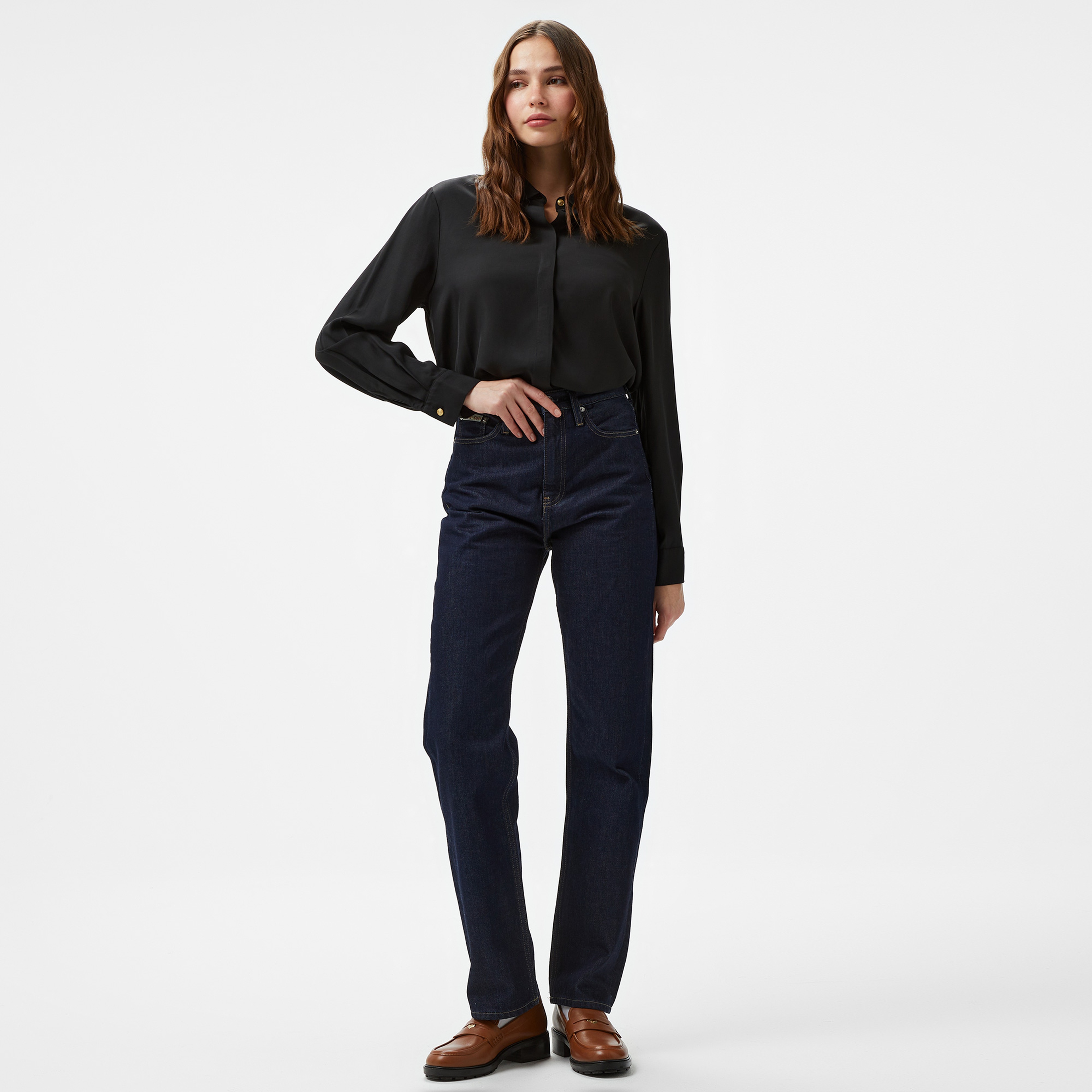 Tommy Hilfiger Fluid Viscose Regular Kadın Siyah Gömlek