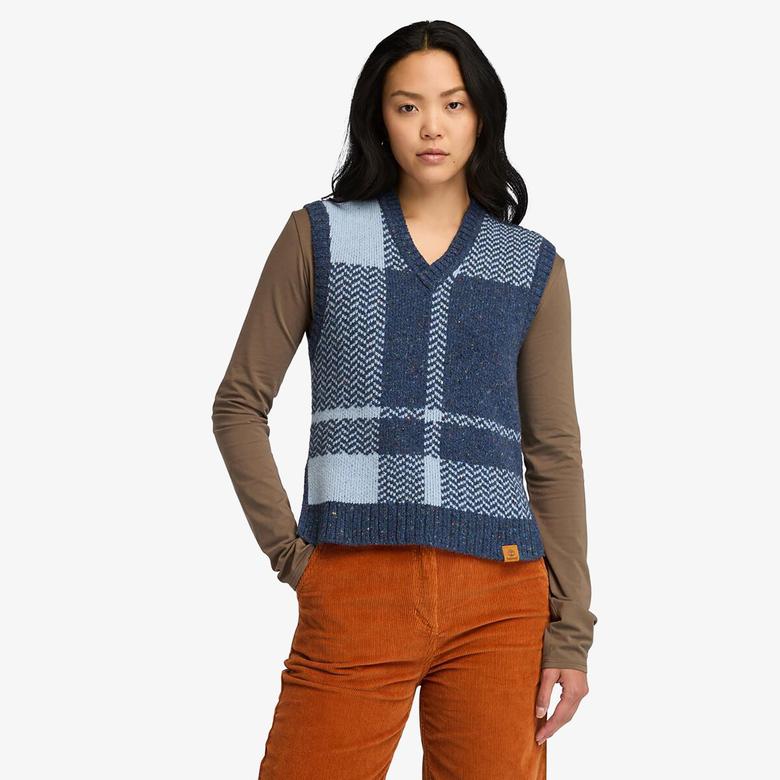 Timberland Wool Blend Vest Kadın Mavi Süveter