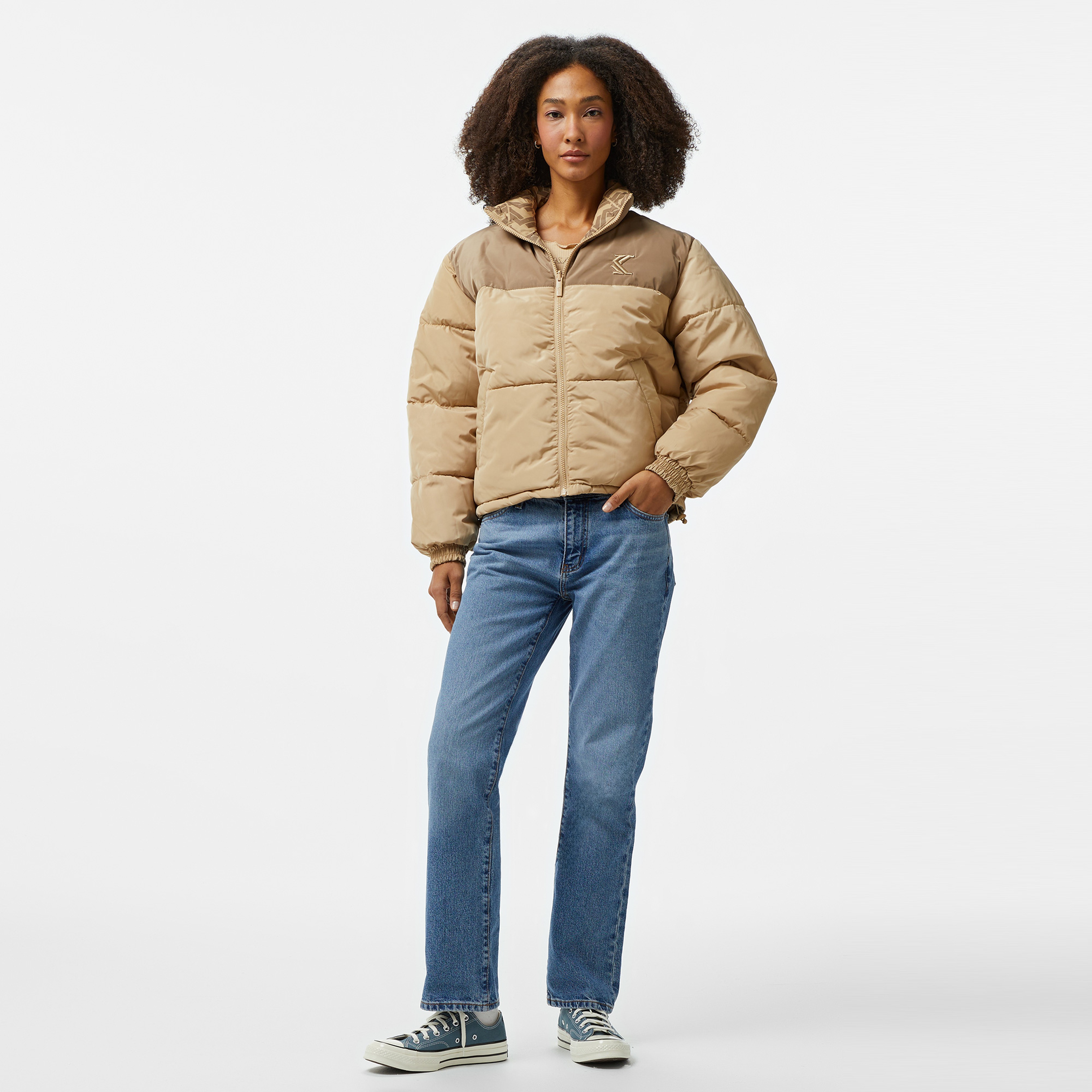 Karl Kani Og Revsersible Puffer Kadın Bej Ceket