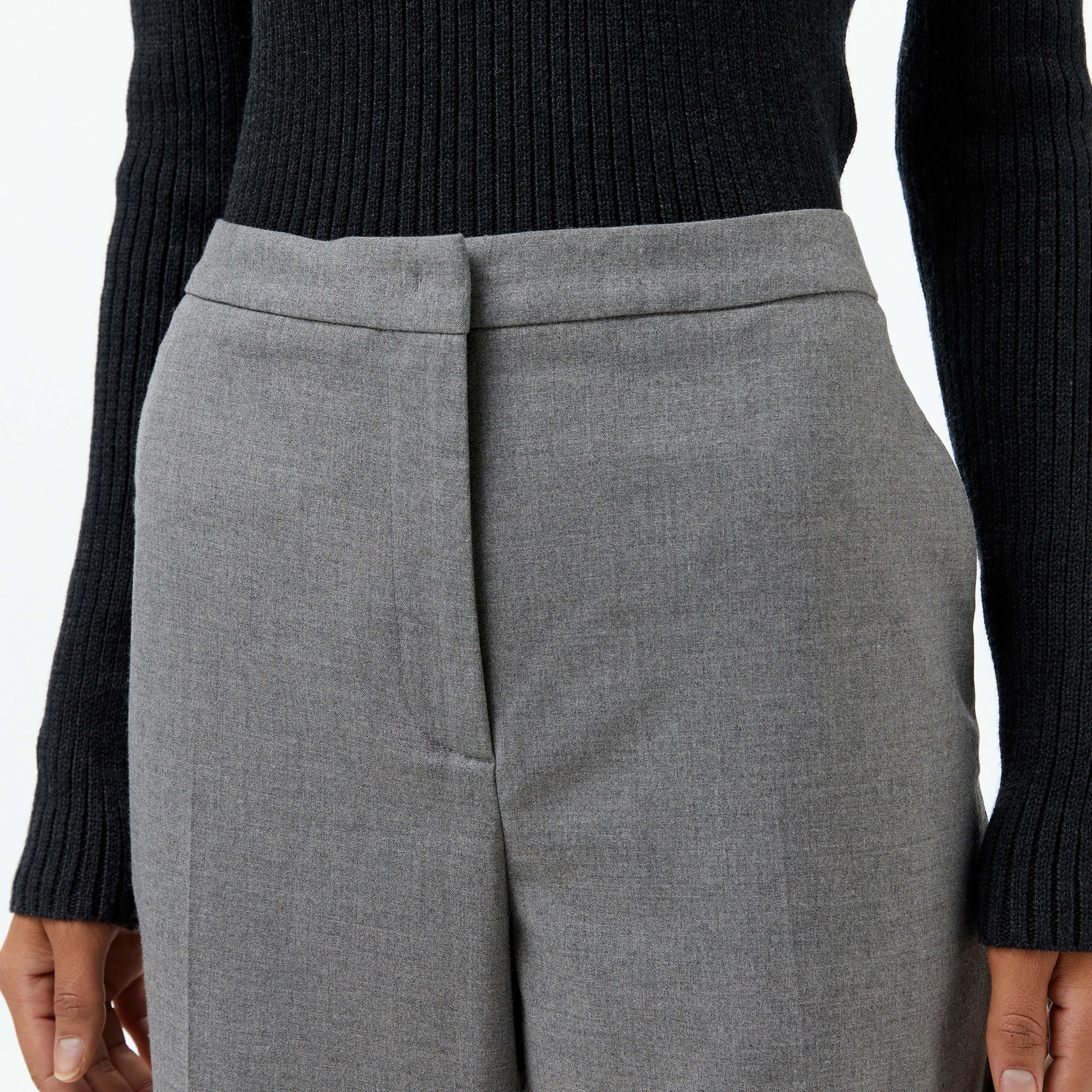 Tommy Hilfiger Flannel Slim Straight Kadın Gri Pantolon