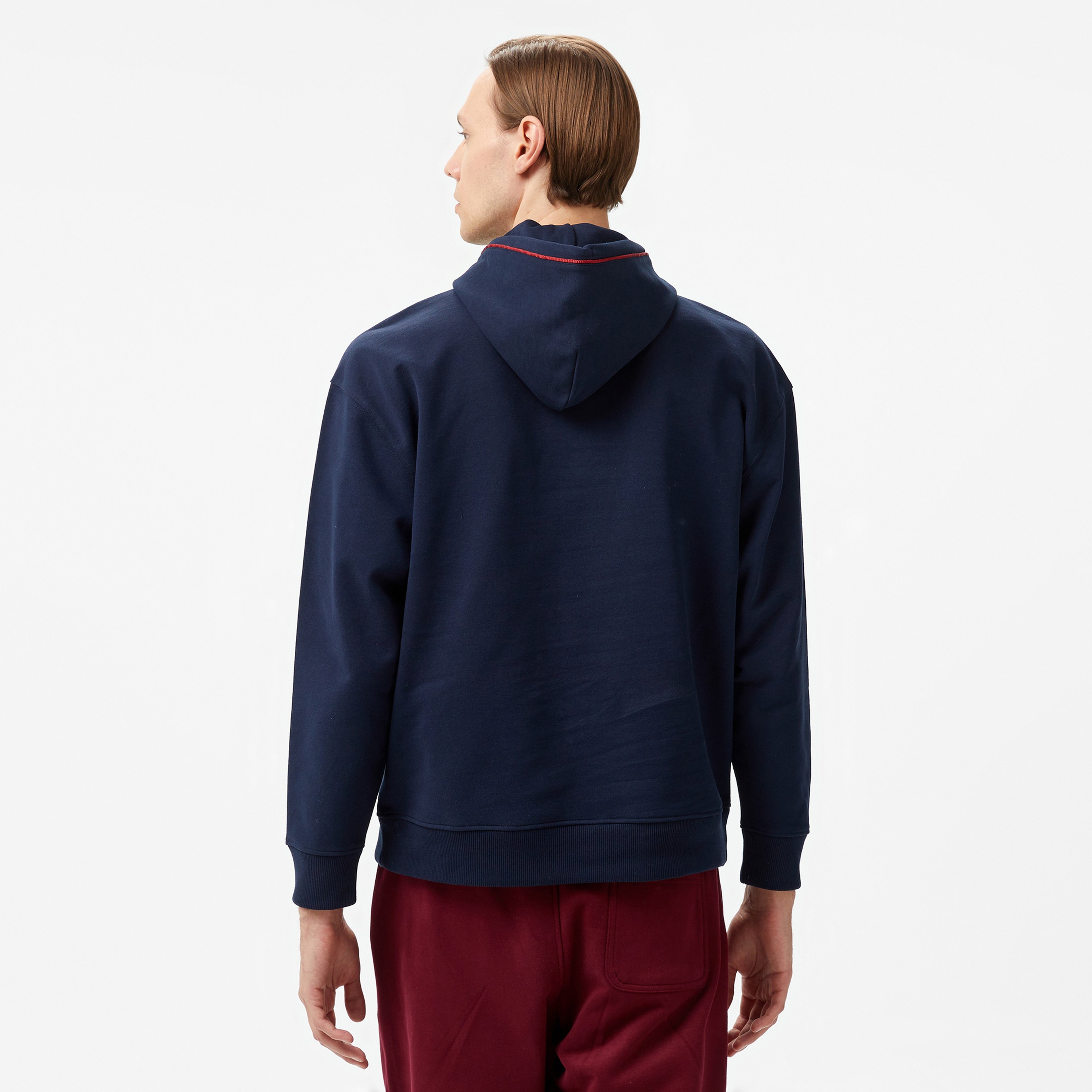 Tommy Hilfiger Jeans Varsity Pipping Hood Erkek Lacivert Hoodie