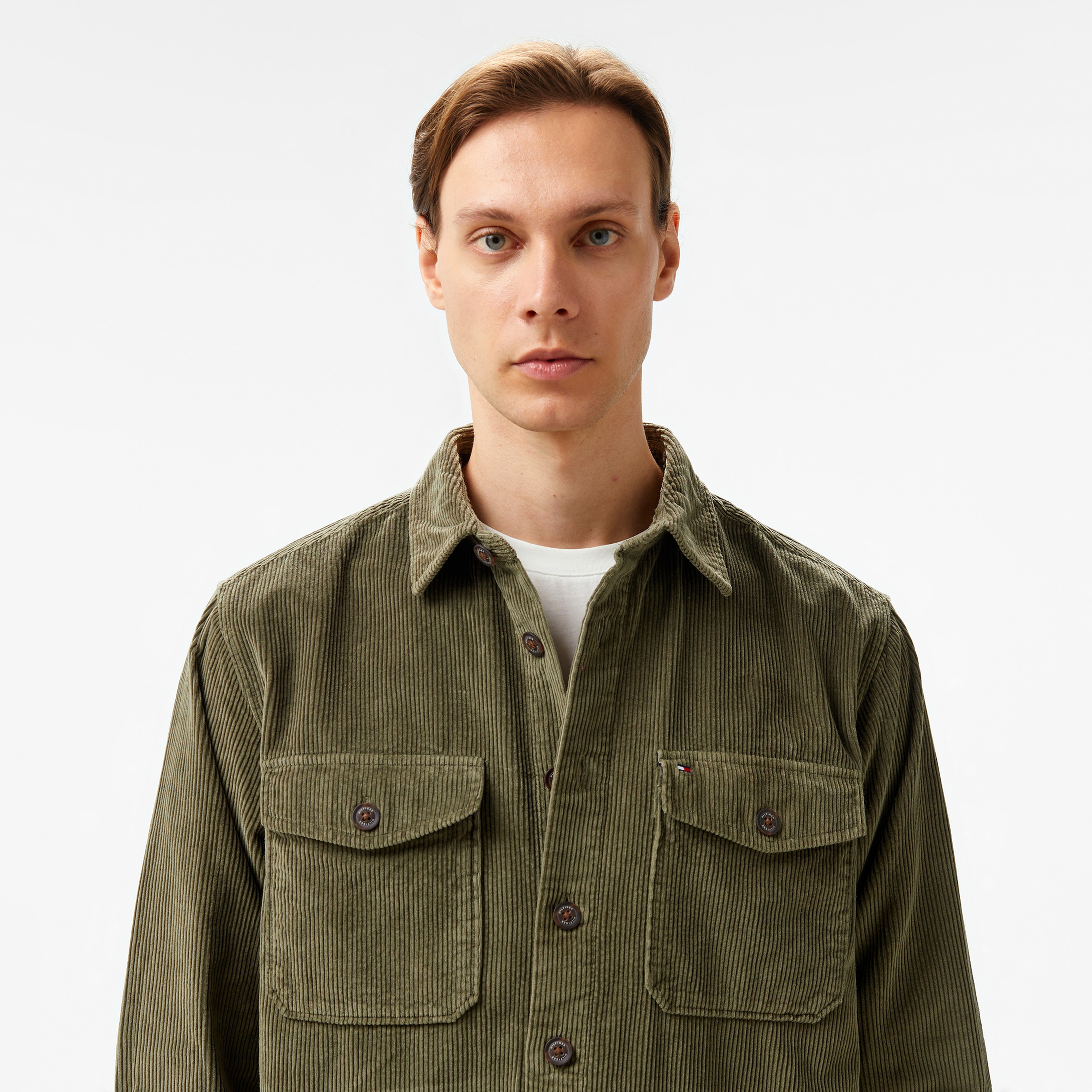 Tommy Hilfiger Corduroy Overshırt Erkek Haki Gömlek
