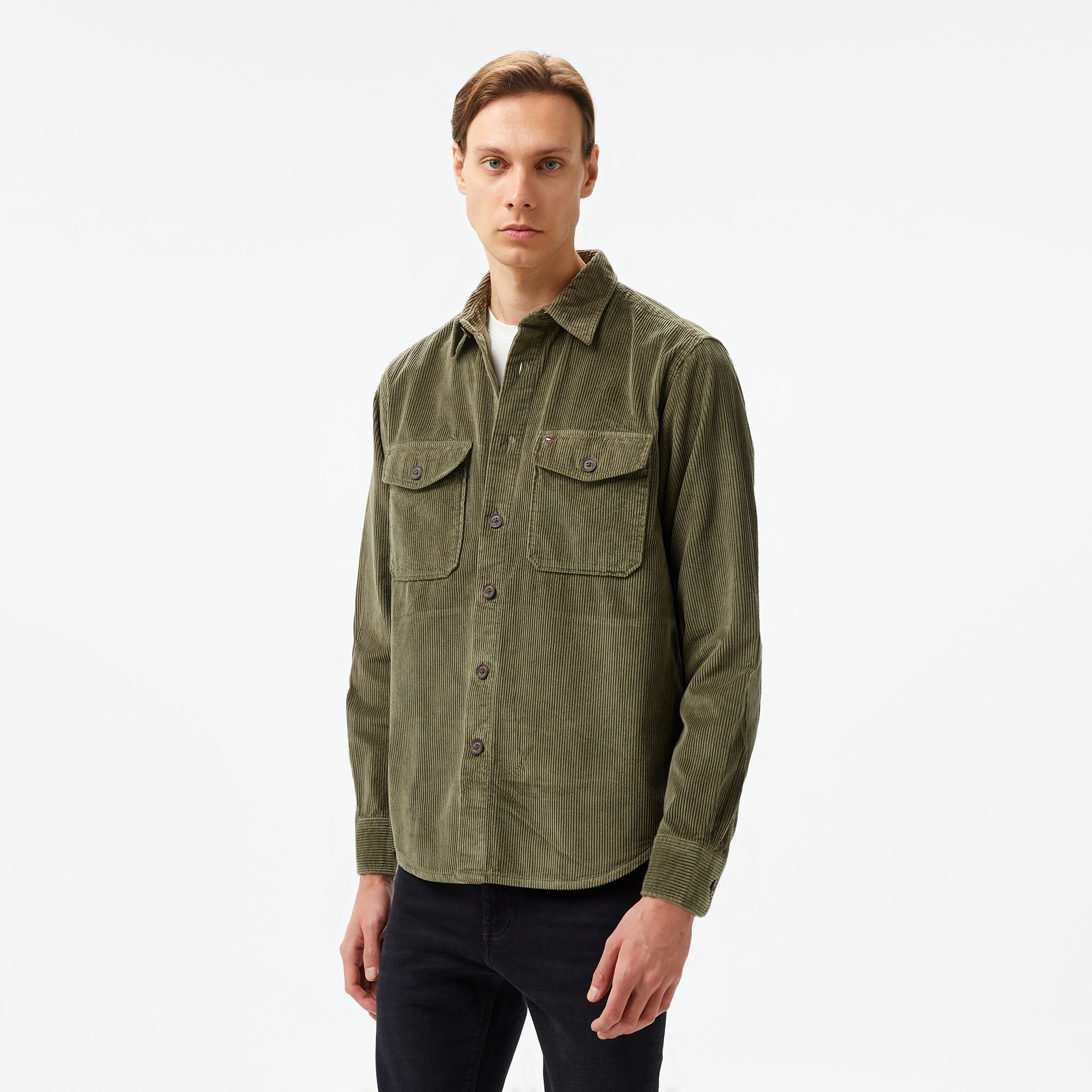 Tommy Hilfiger Corduroy Overshırt Erkek Haki Gömlek