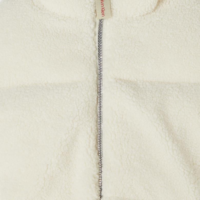 Calvin Klein Jeans Teddy Hooded Puffer Çocuk Beyaz Ceket