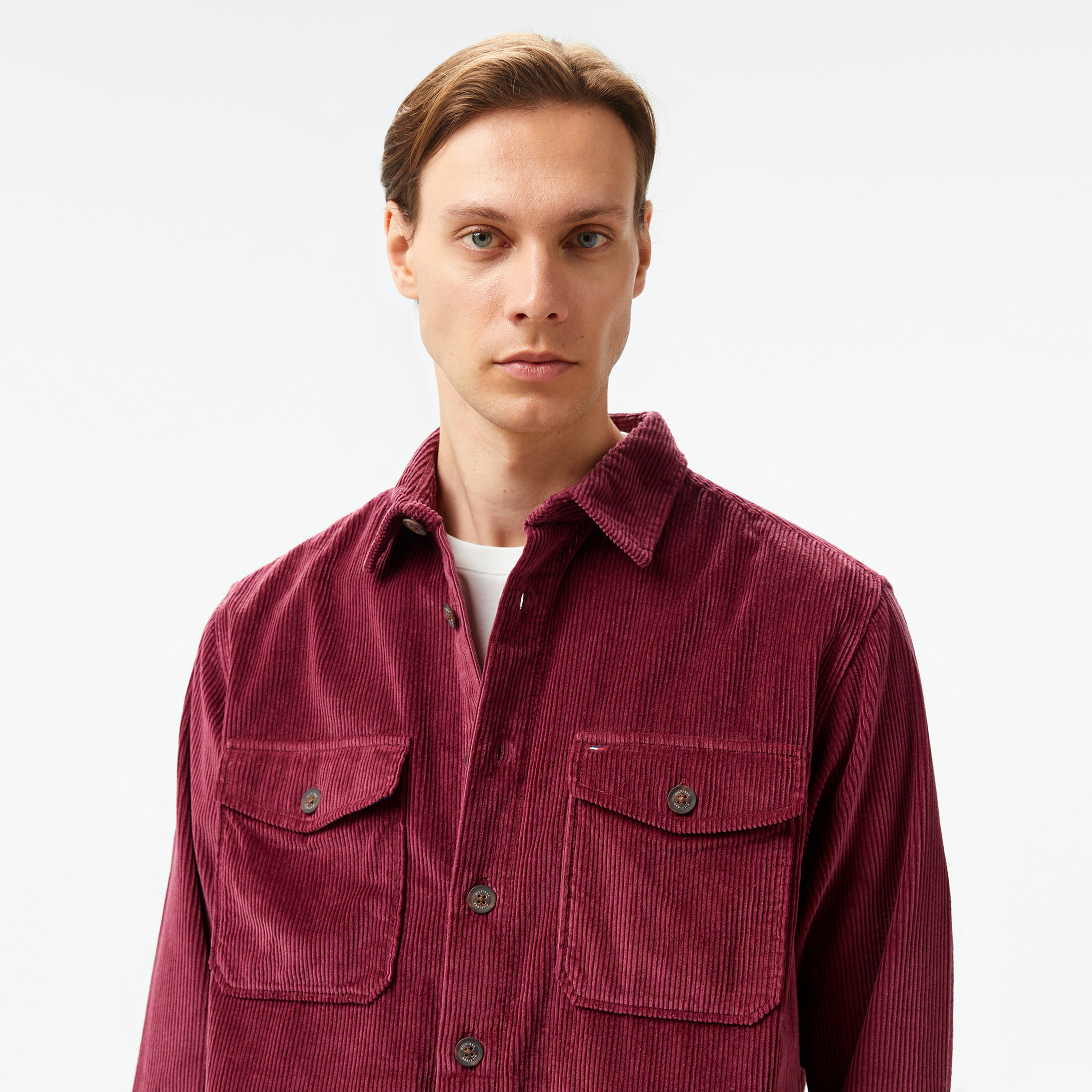 Tommy Hilfiger Corduroy Overshırt Erkek Bordo Gömlek