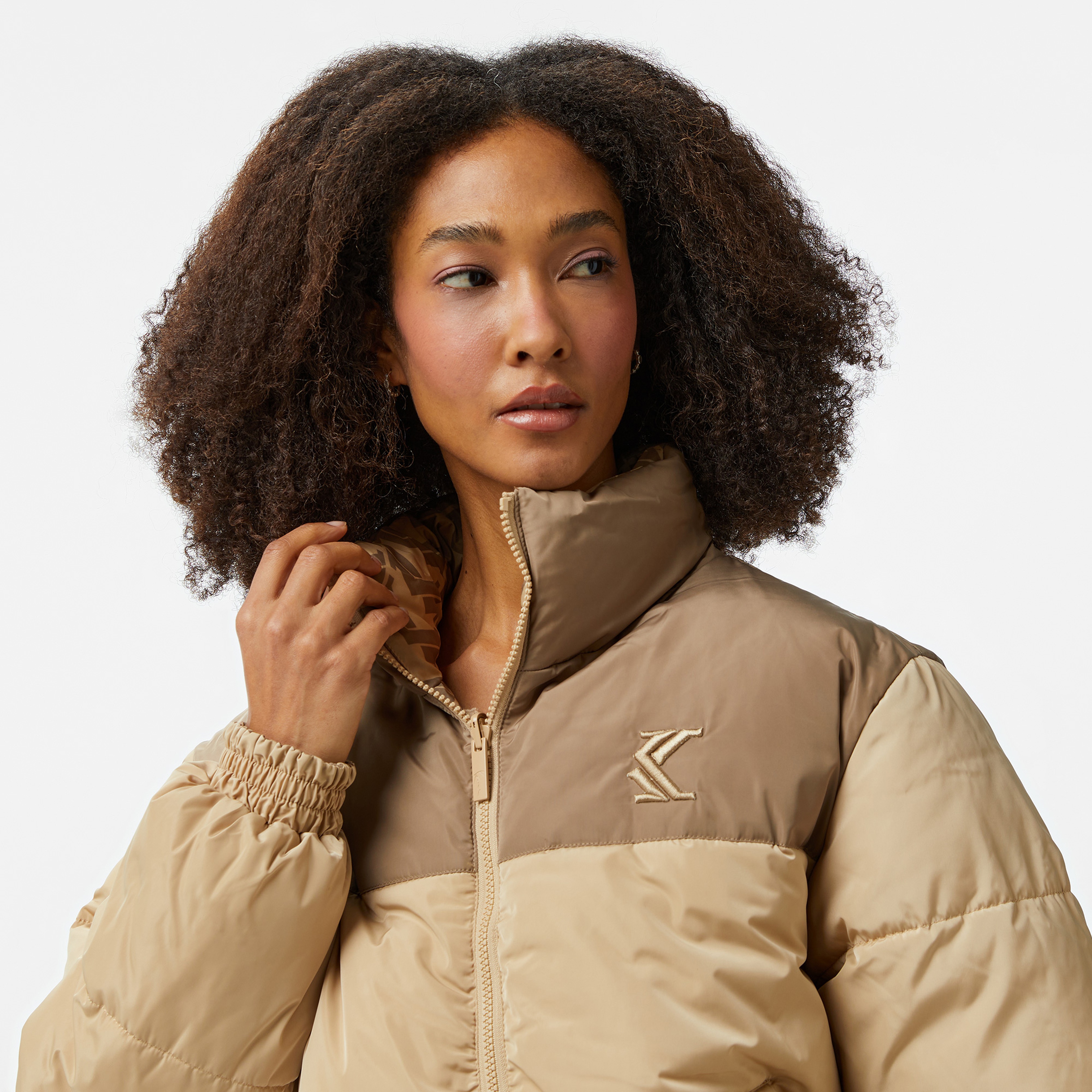 Karl Kani Og Revsersible Puffer Kadın Bej Ceket