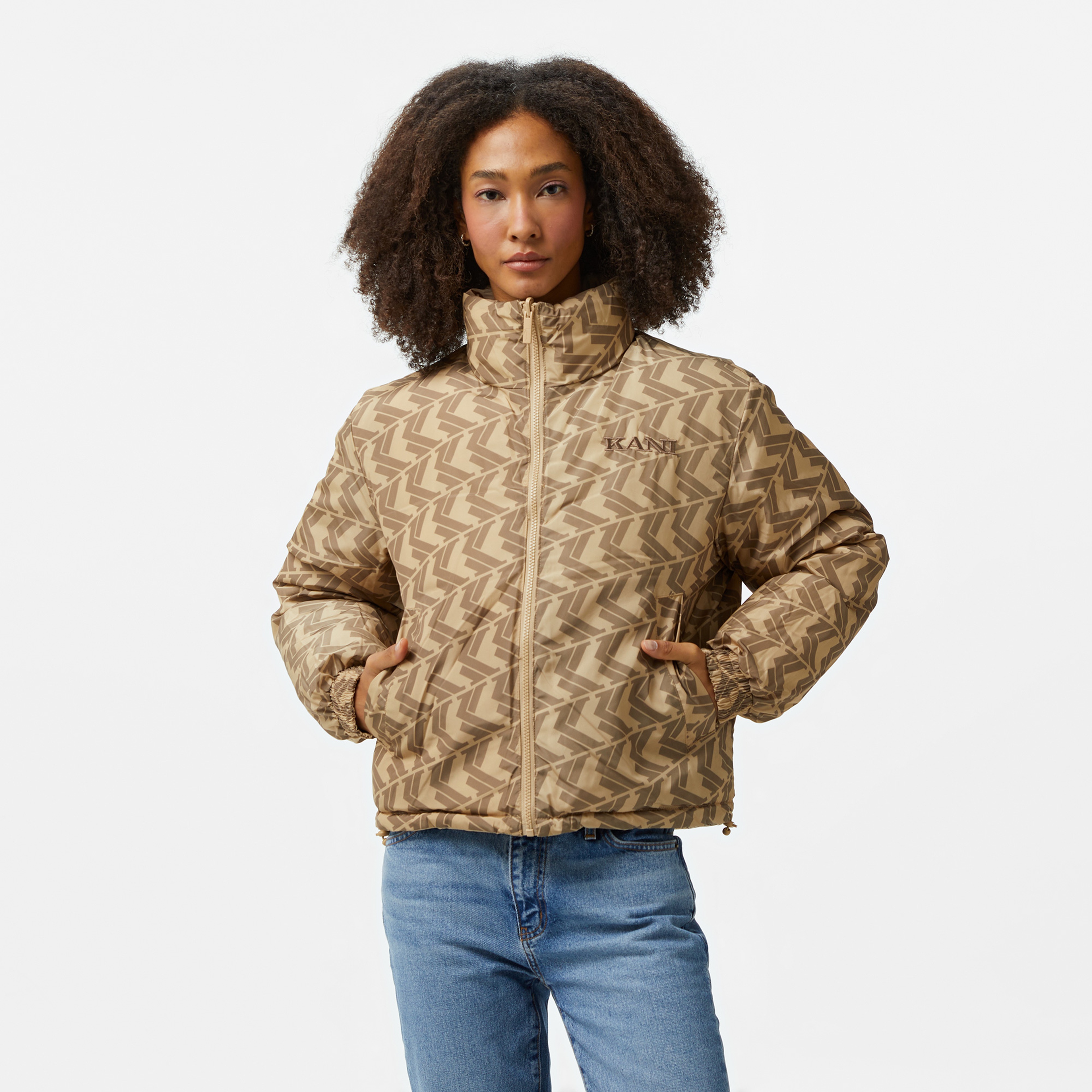 Karl Kani Og Revsersible Puffer Kadın Bej Ceket