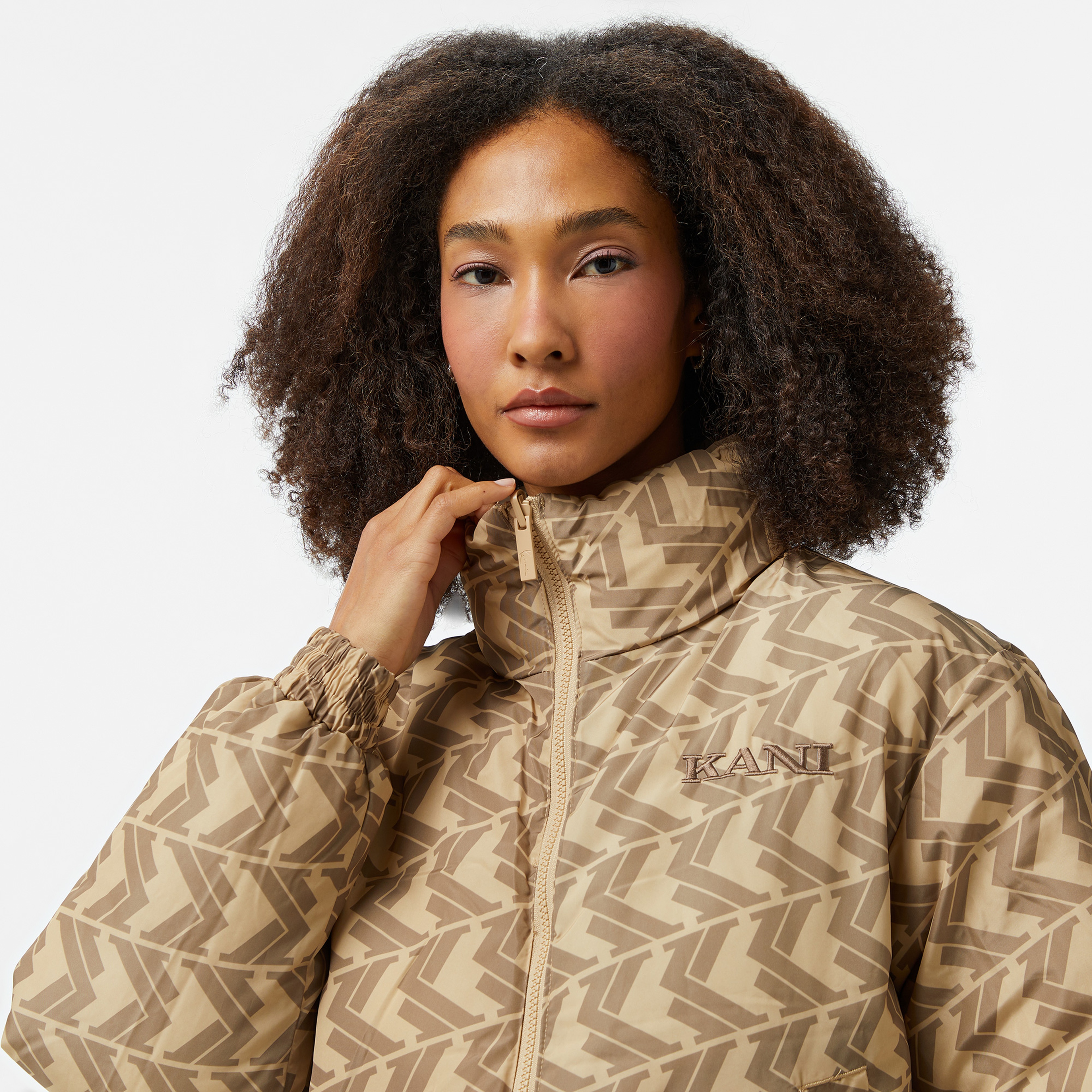 Karl Kani Og Revsersible Puffer Kadın Bej Ceket