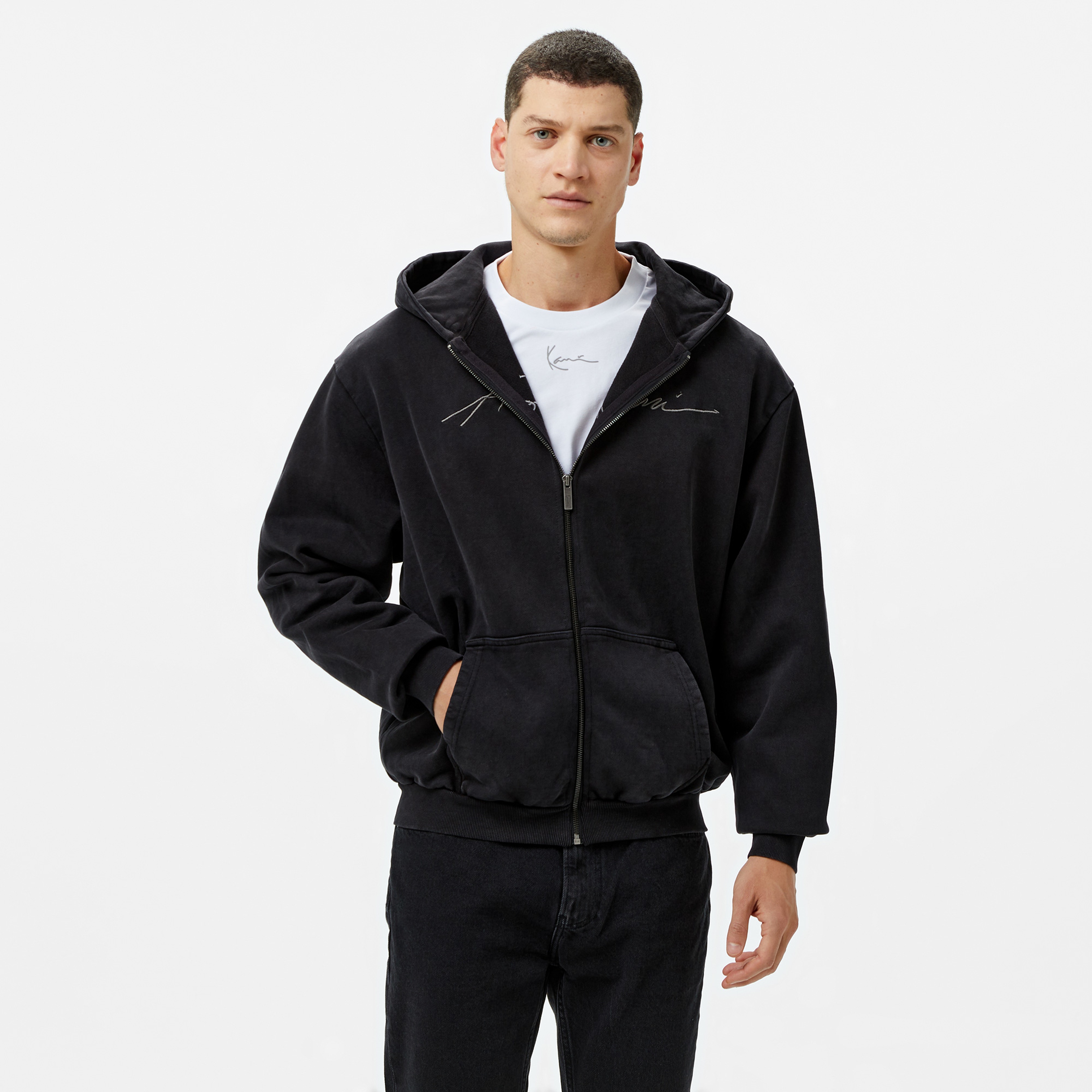 Karl Kani Autograph Heavy Os Zip Erkek Siyah Sweatshirt