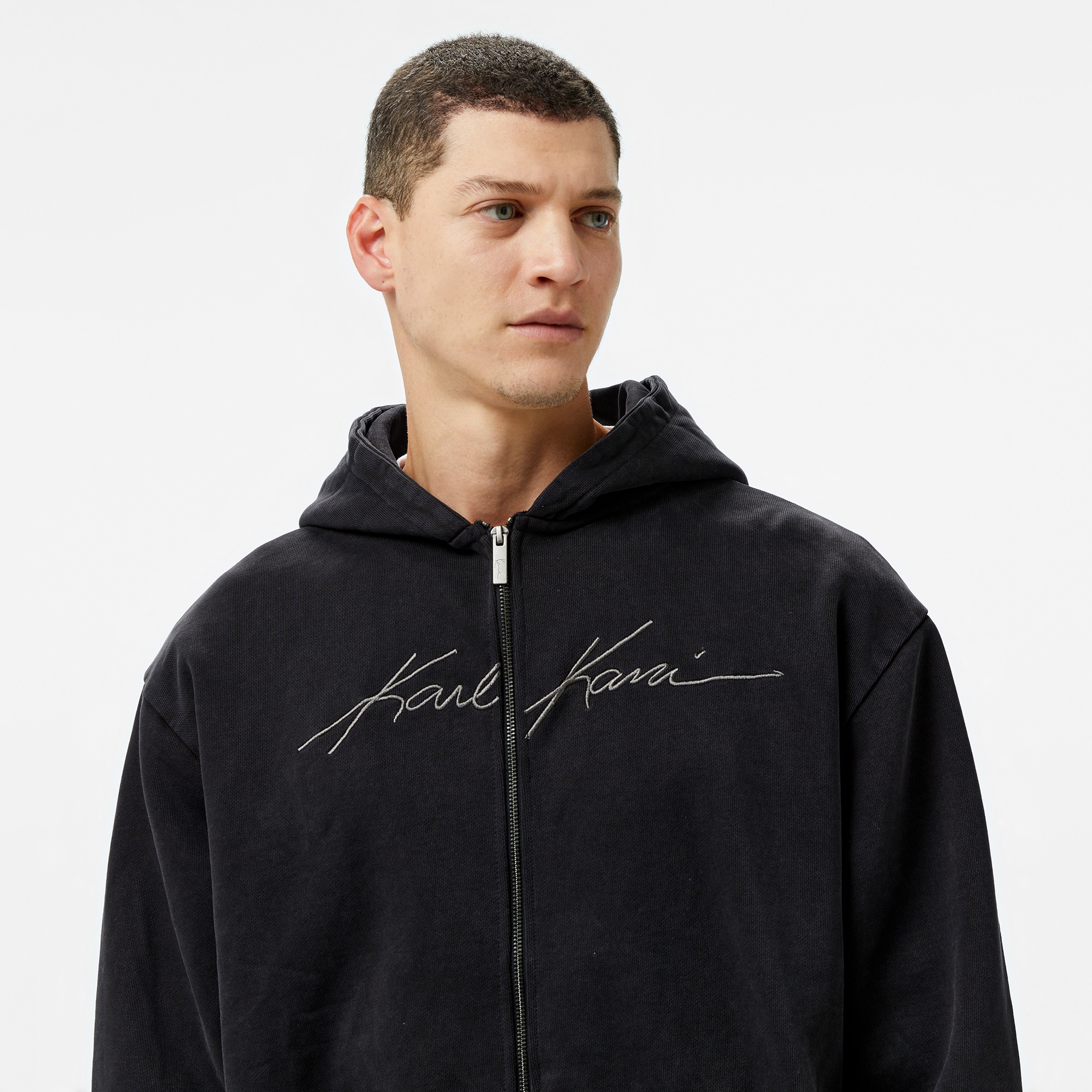 Karl Kani Autograph Heavy Os Zip Erkek Siyah Sweatshirt