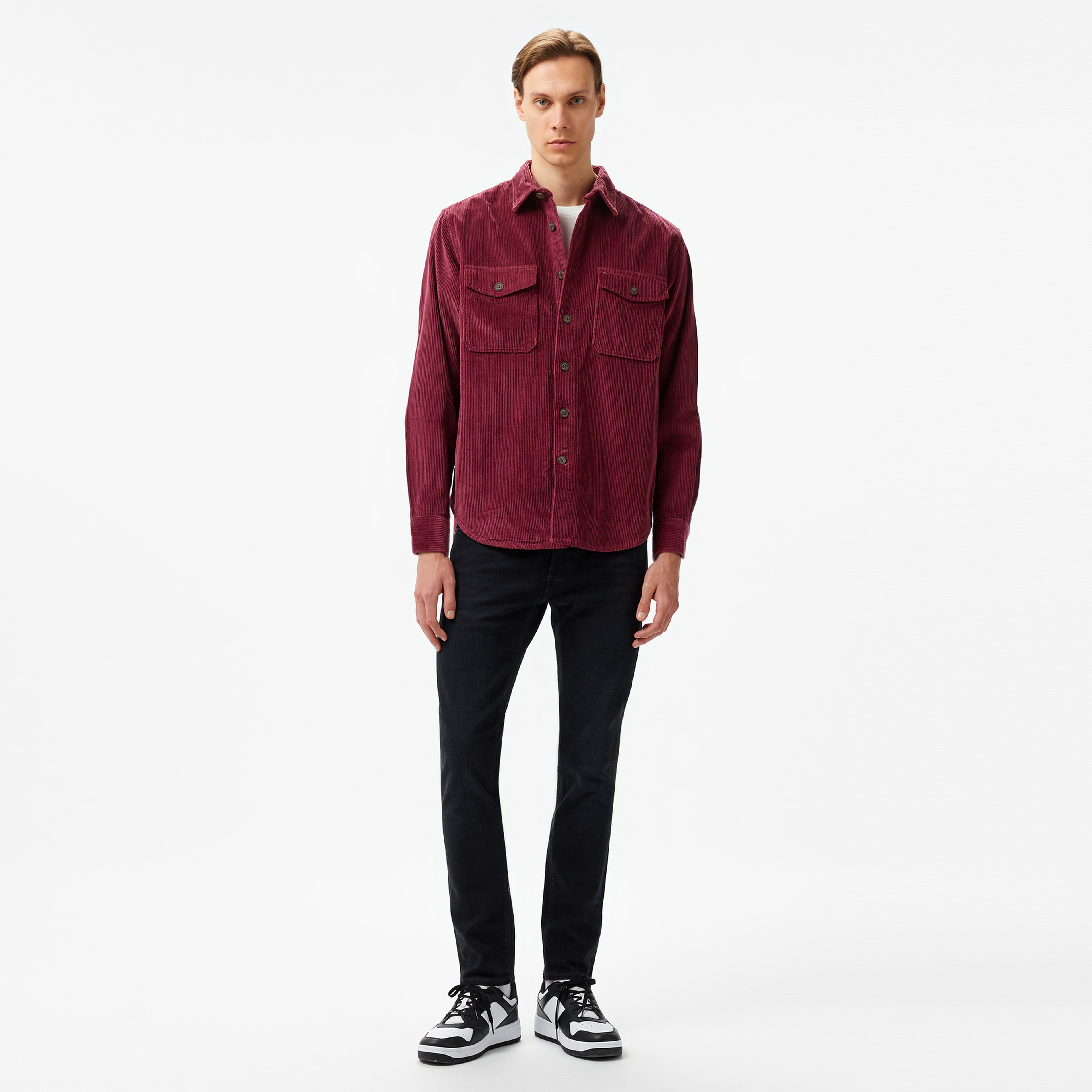 Tommy Hilfiger Corduroy Overshırt Erkek Bordo Gömlek