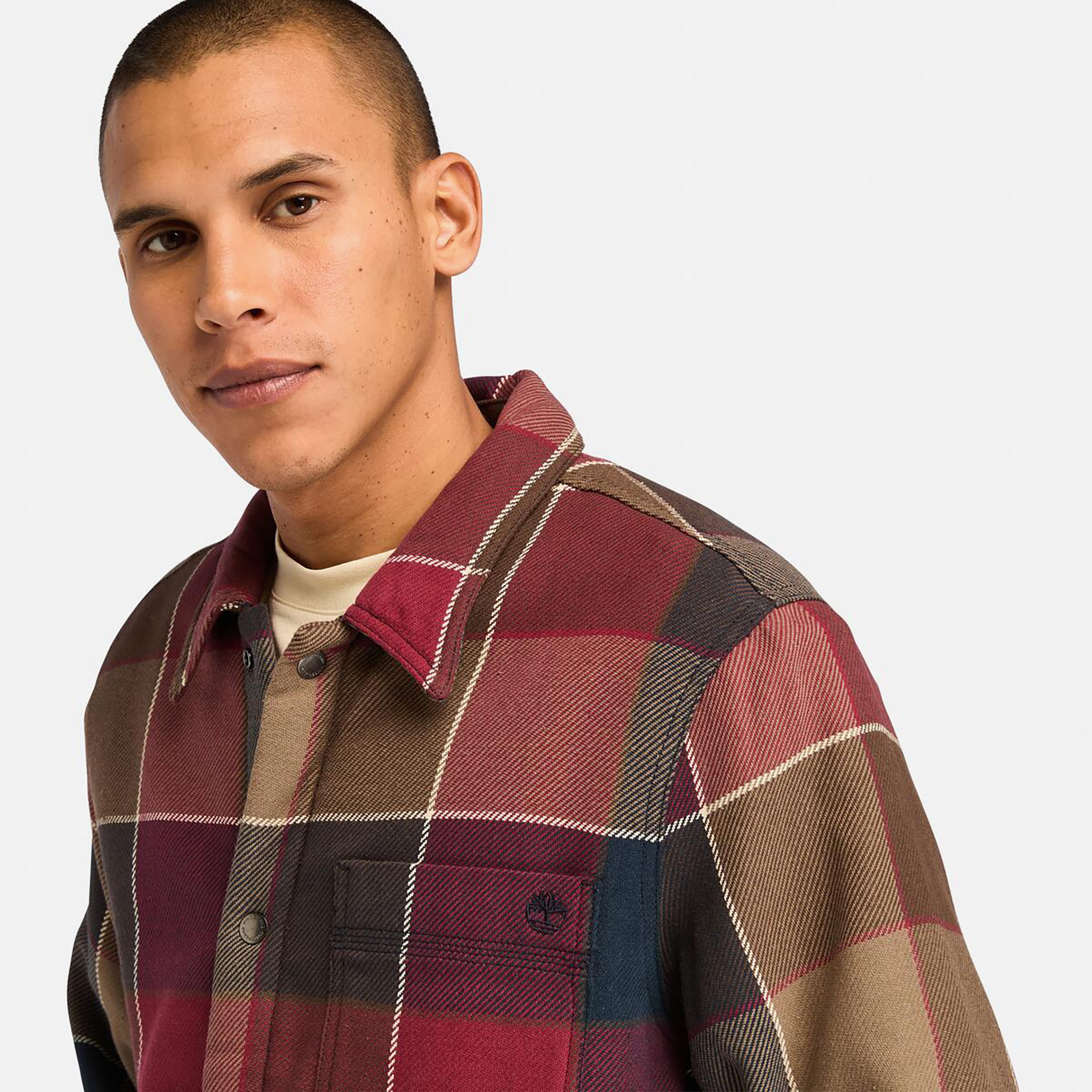 Timberland Sherpa Lined Plaid Erkek Bordo Ceket