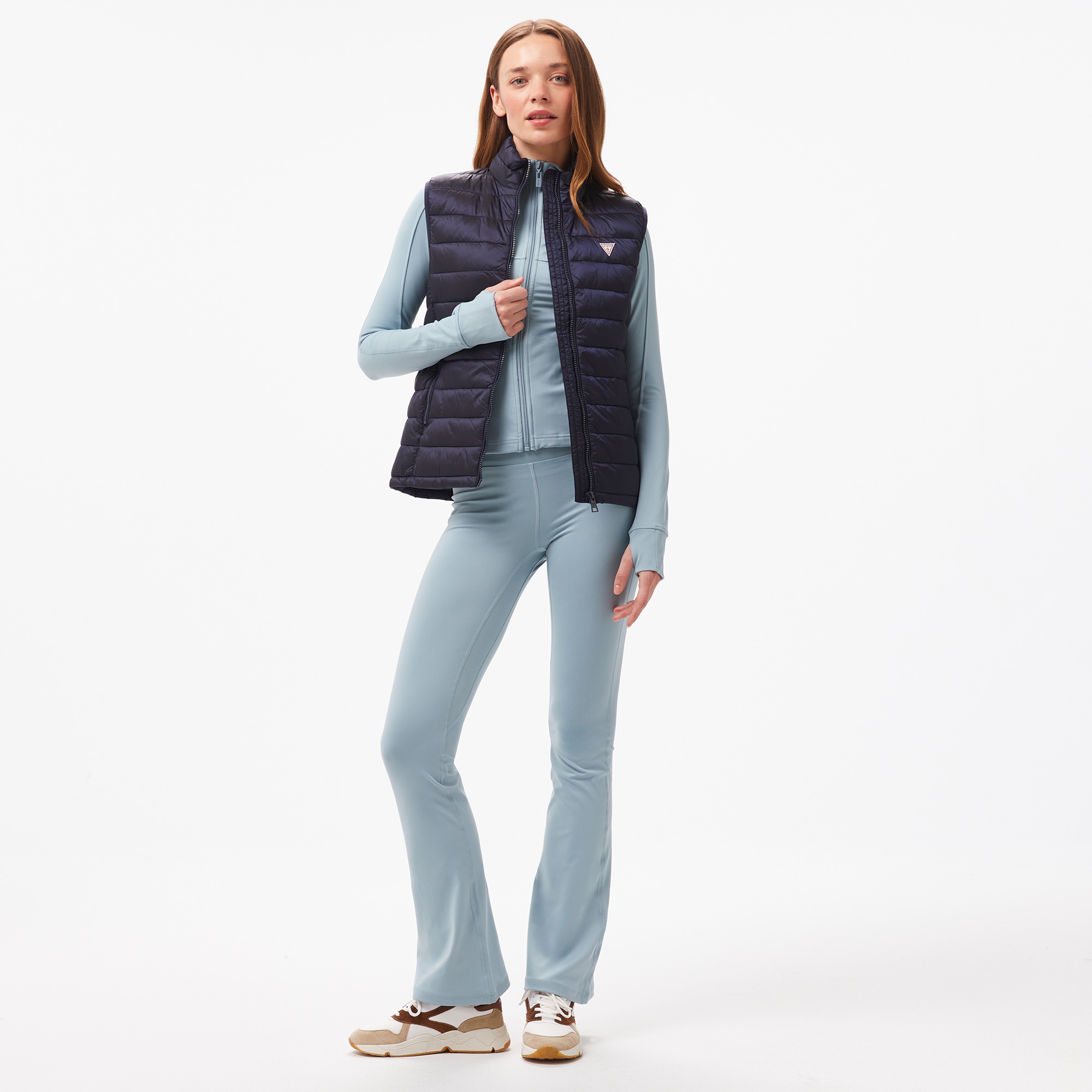 Guess Puffer Vest Iridescent Nylon 40 Kadın Lacivert Yelek