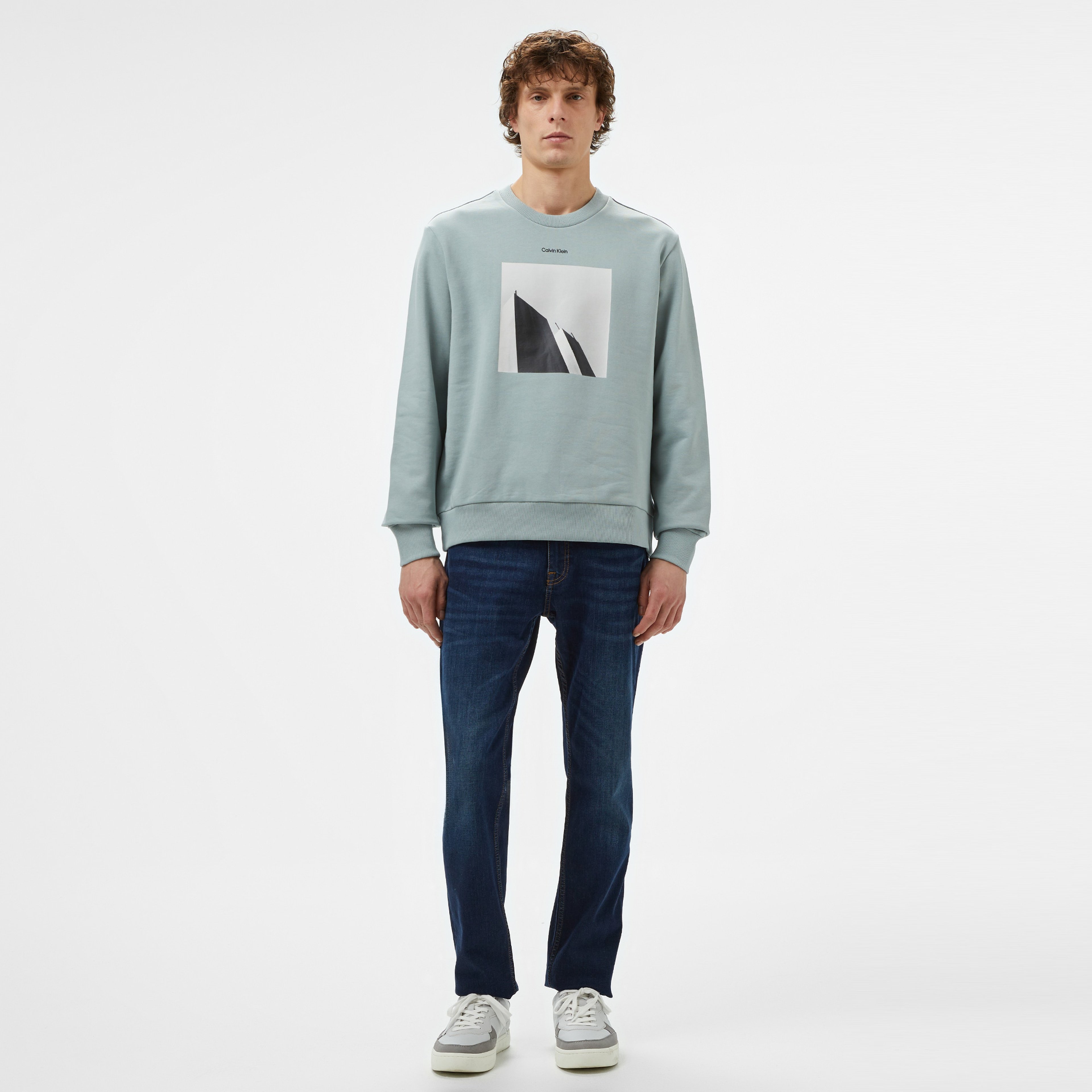 Calvin Klein City Photo Print Erkek Gri Sweatshirt