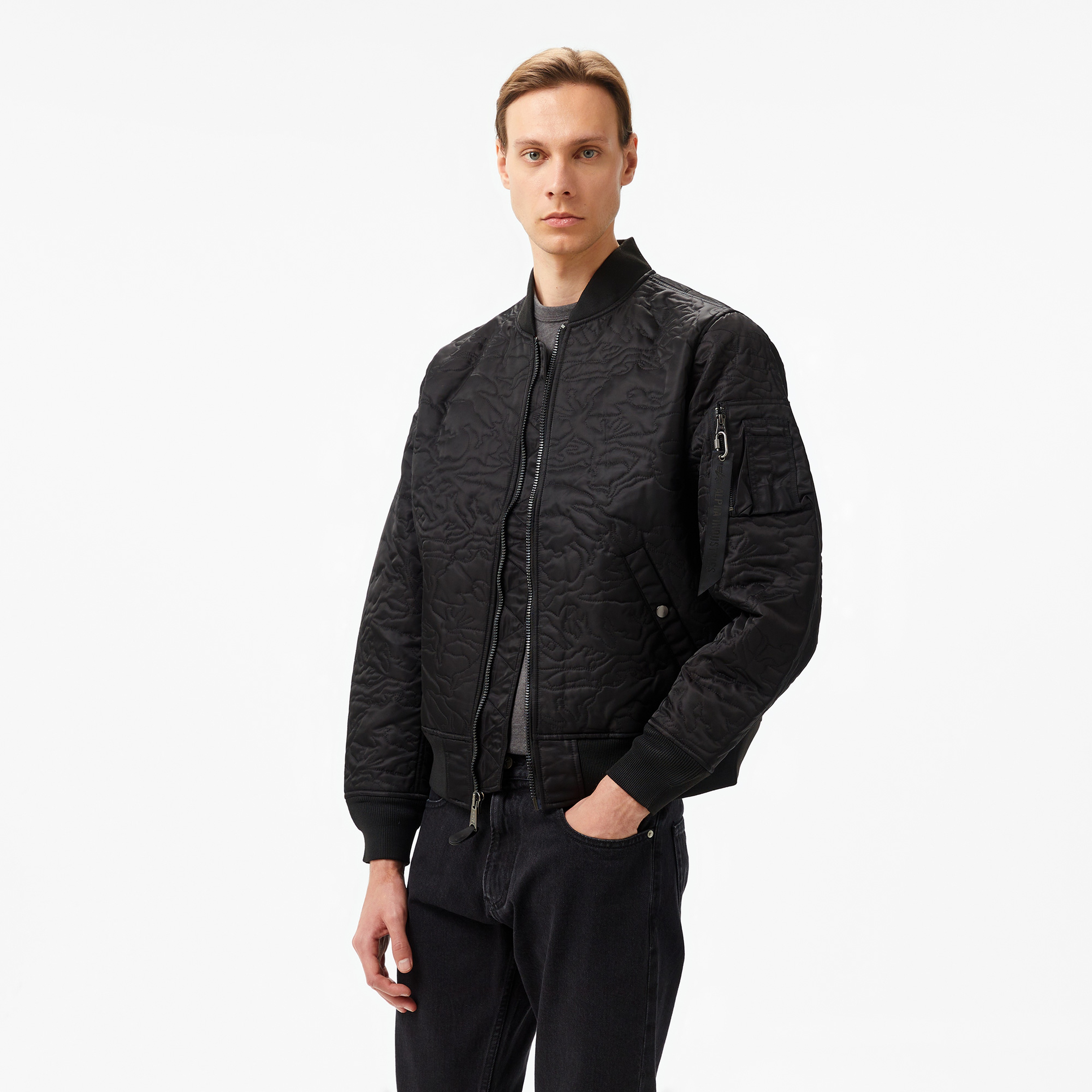 Alpha Industries Camo Quilted Ma-1 Flight Unisex Siyah Ceket