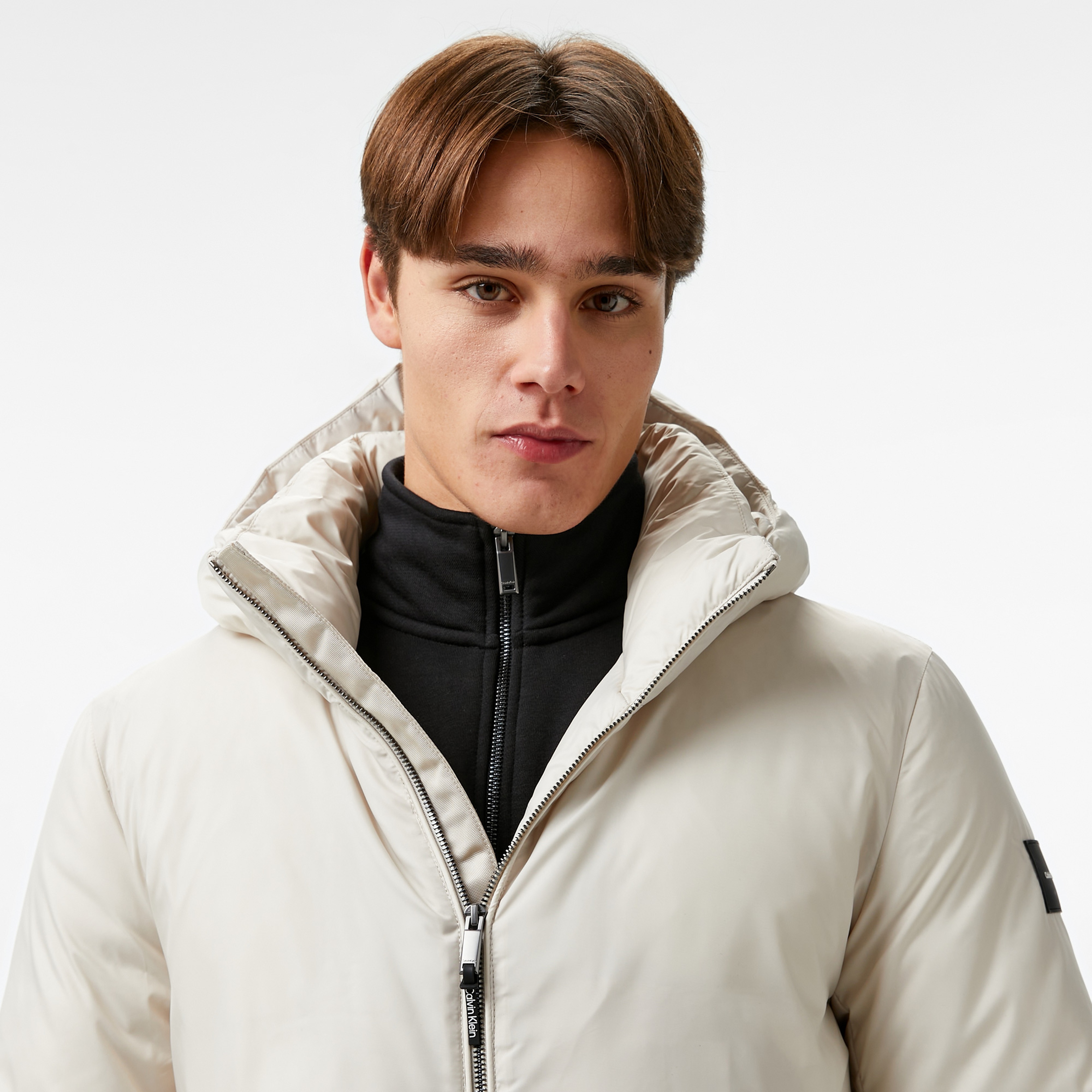 Calvin Klein Non Quilt Padded Hooded Erkek Bej Mont