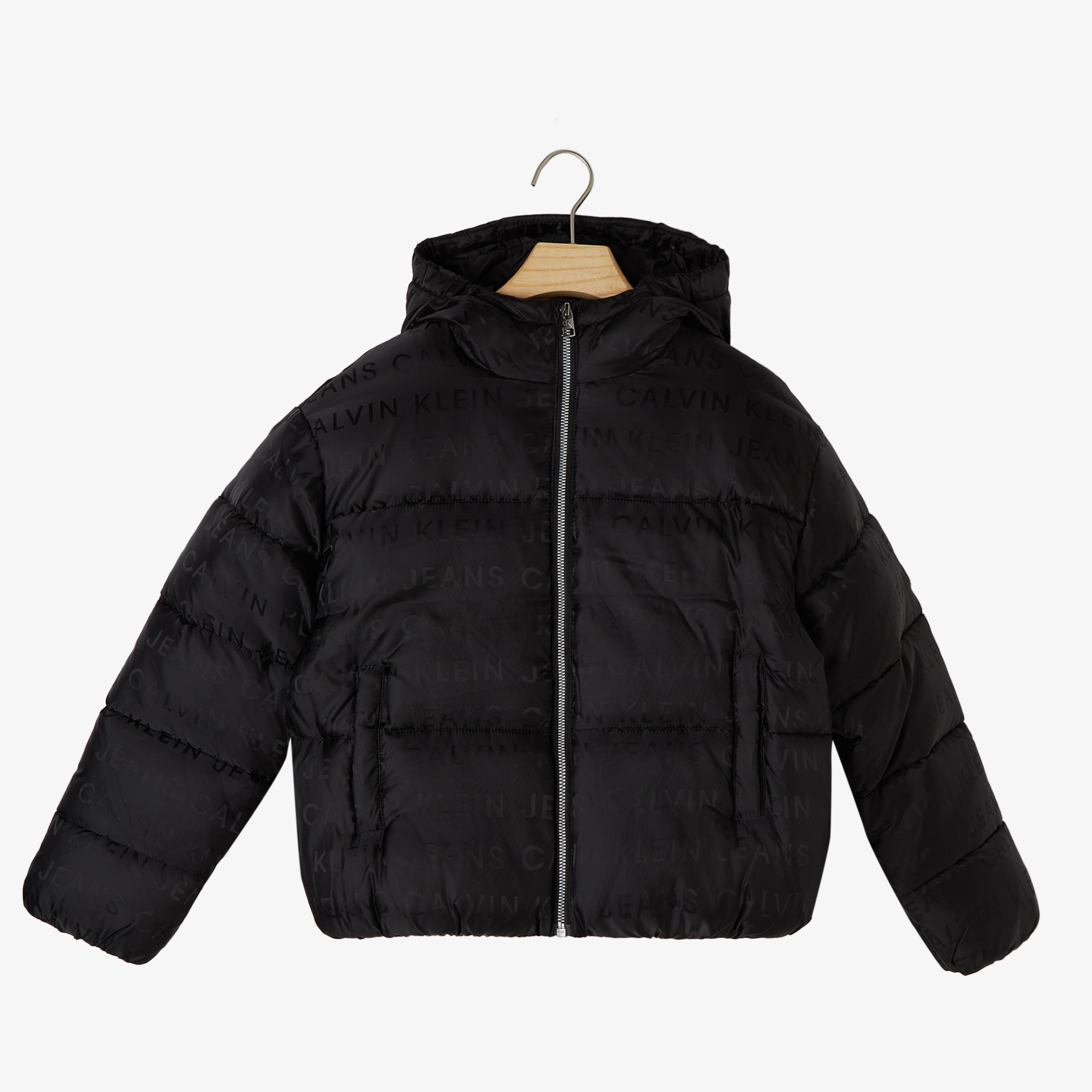 Calvin Klein Jeans Logo Aop Puffer Çocuk Siyah Mont