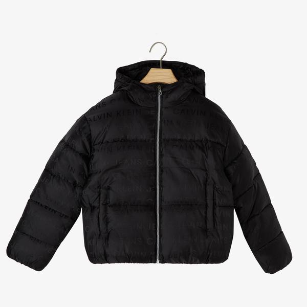 Calvin Klein Jeans Logo Aop Puffer Çocuk Siyah Mont
