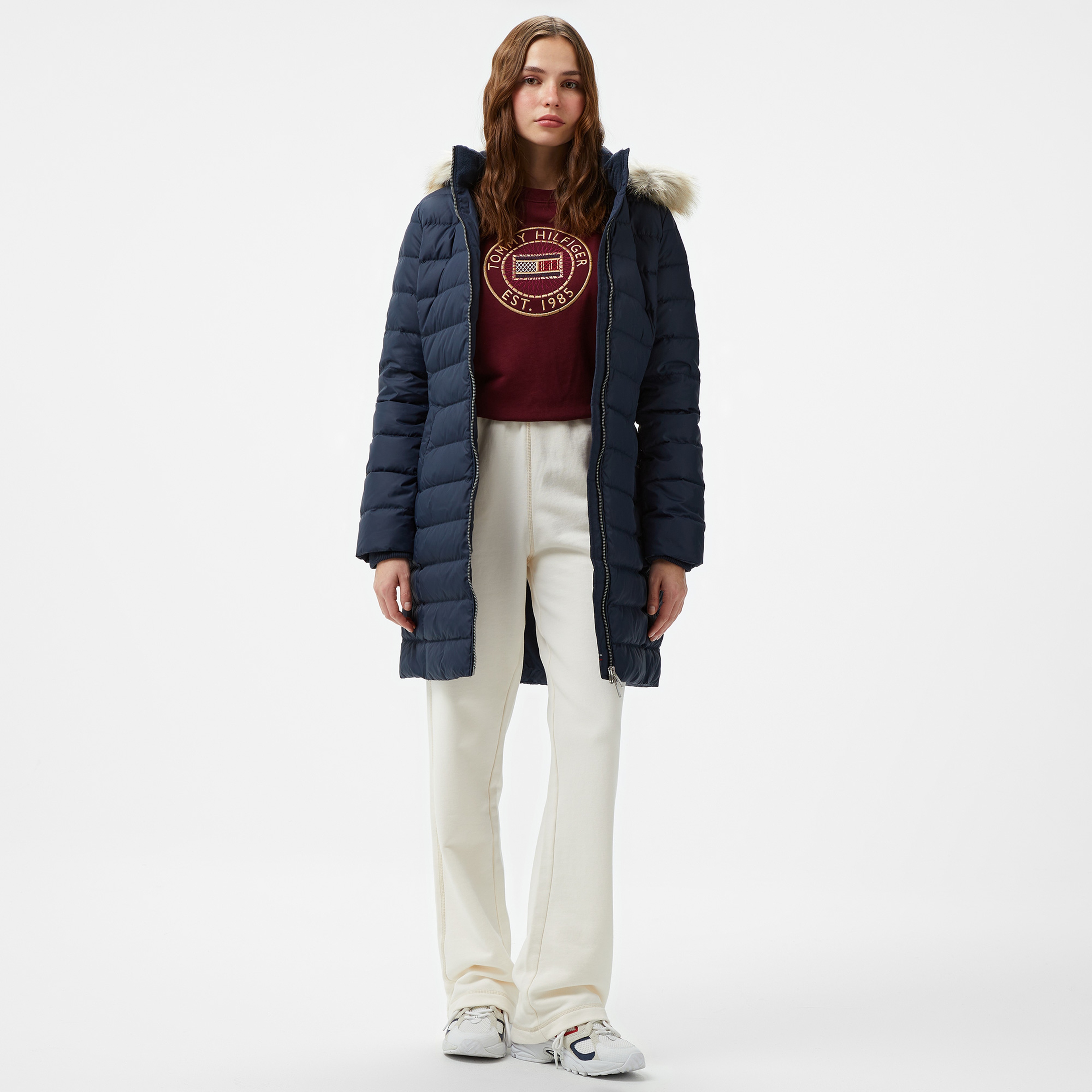 Tommy Hilfiger Jeans Essential Hooded Down Kadın Lacivert Mont