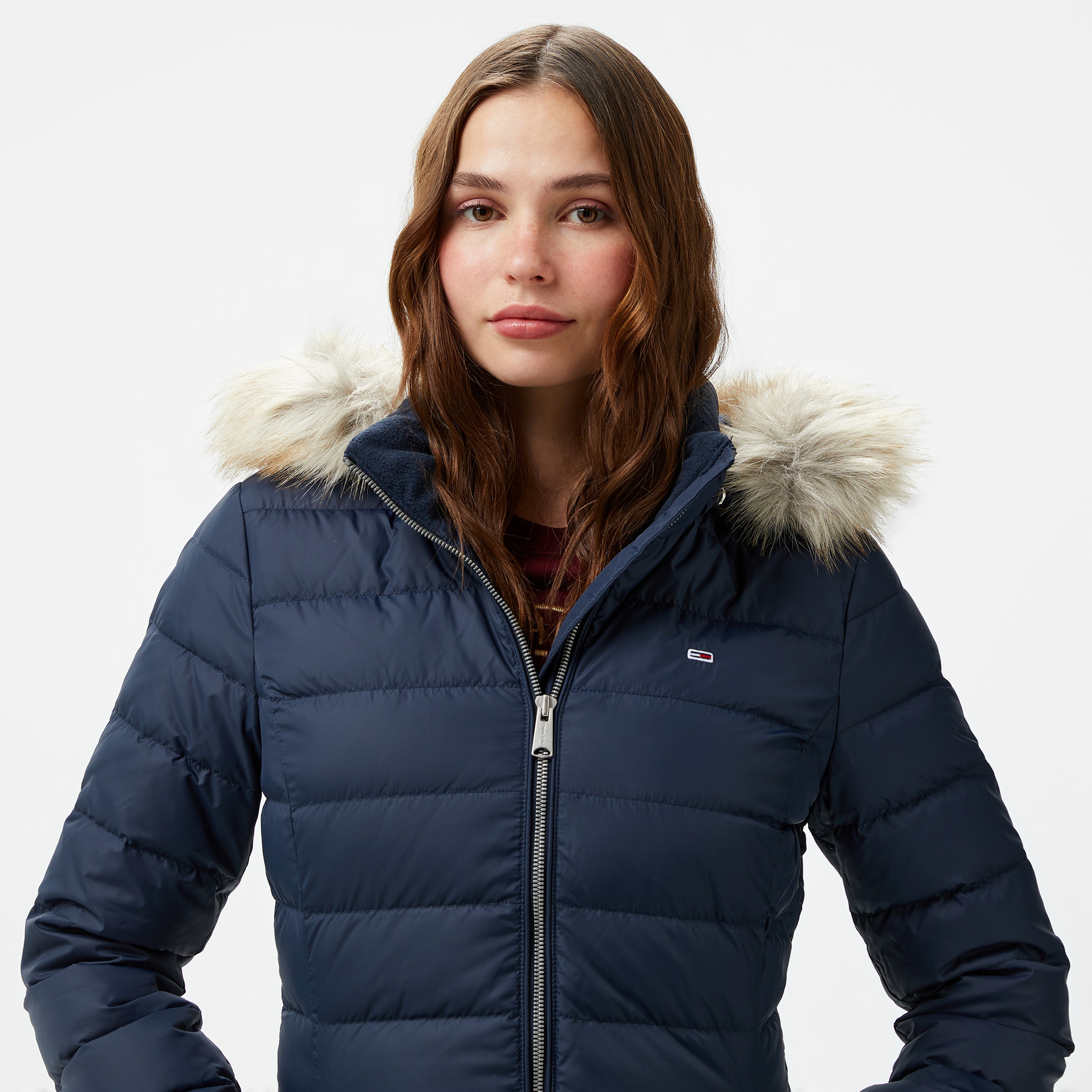 Tommy Hilfiger Jeans Essential Hooded Down Kadın Lacivert Mont