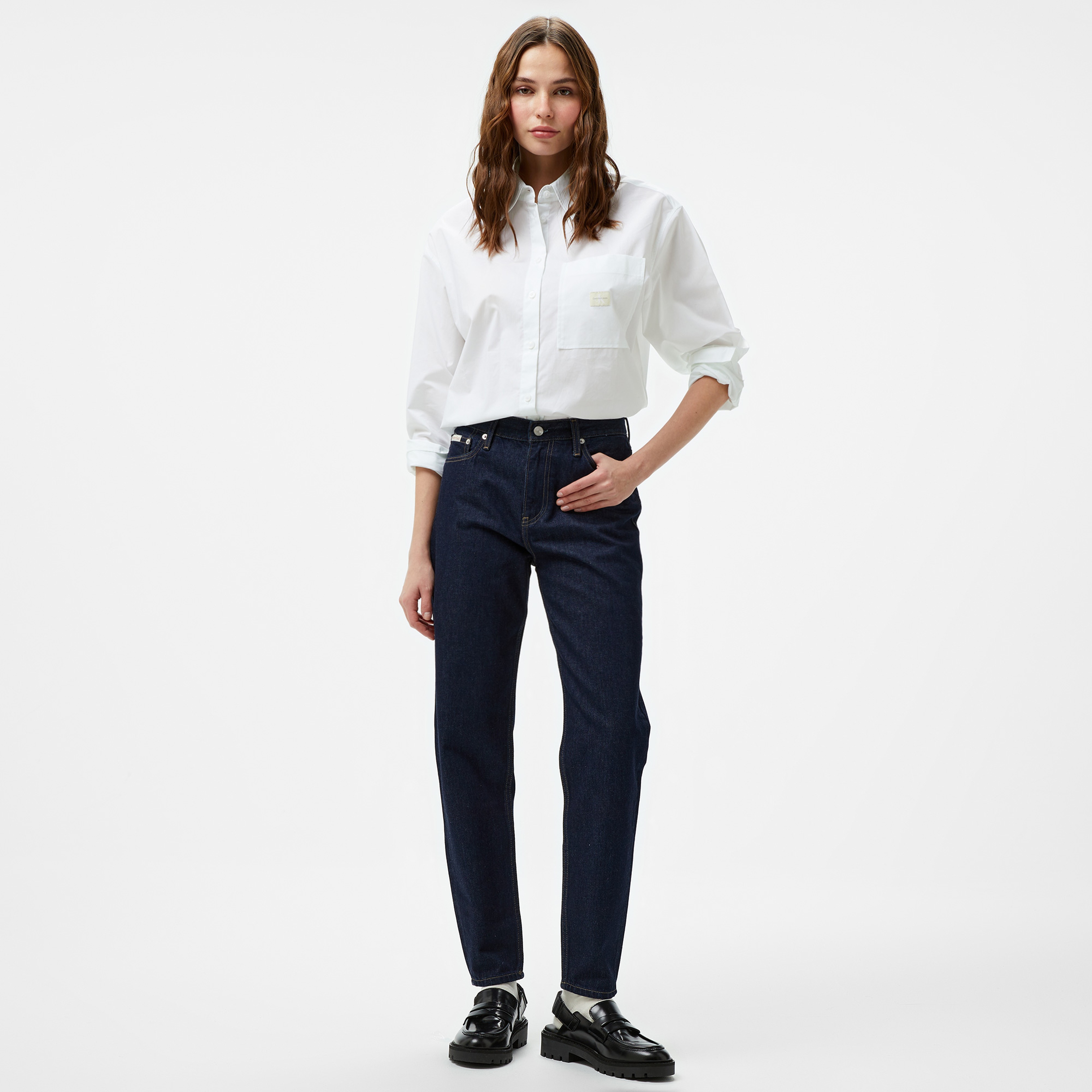 Calvin Klein Jeans Mom Kadın Lacivert Jean