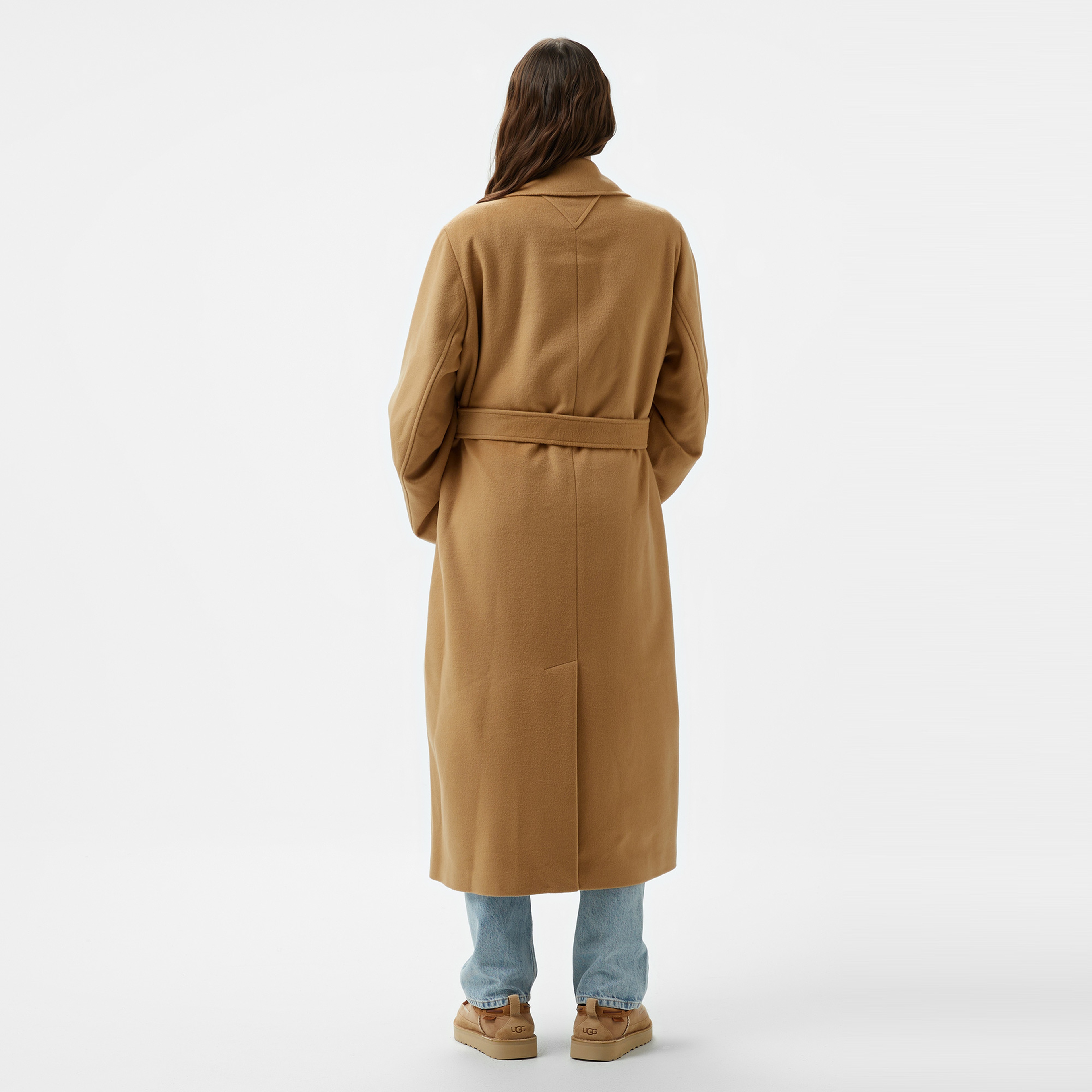 Tommy Hilfiger Wool Blend Belted Kadın Haki Mont