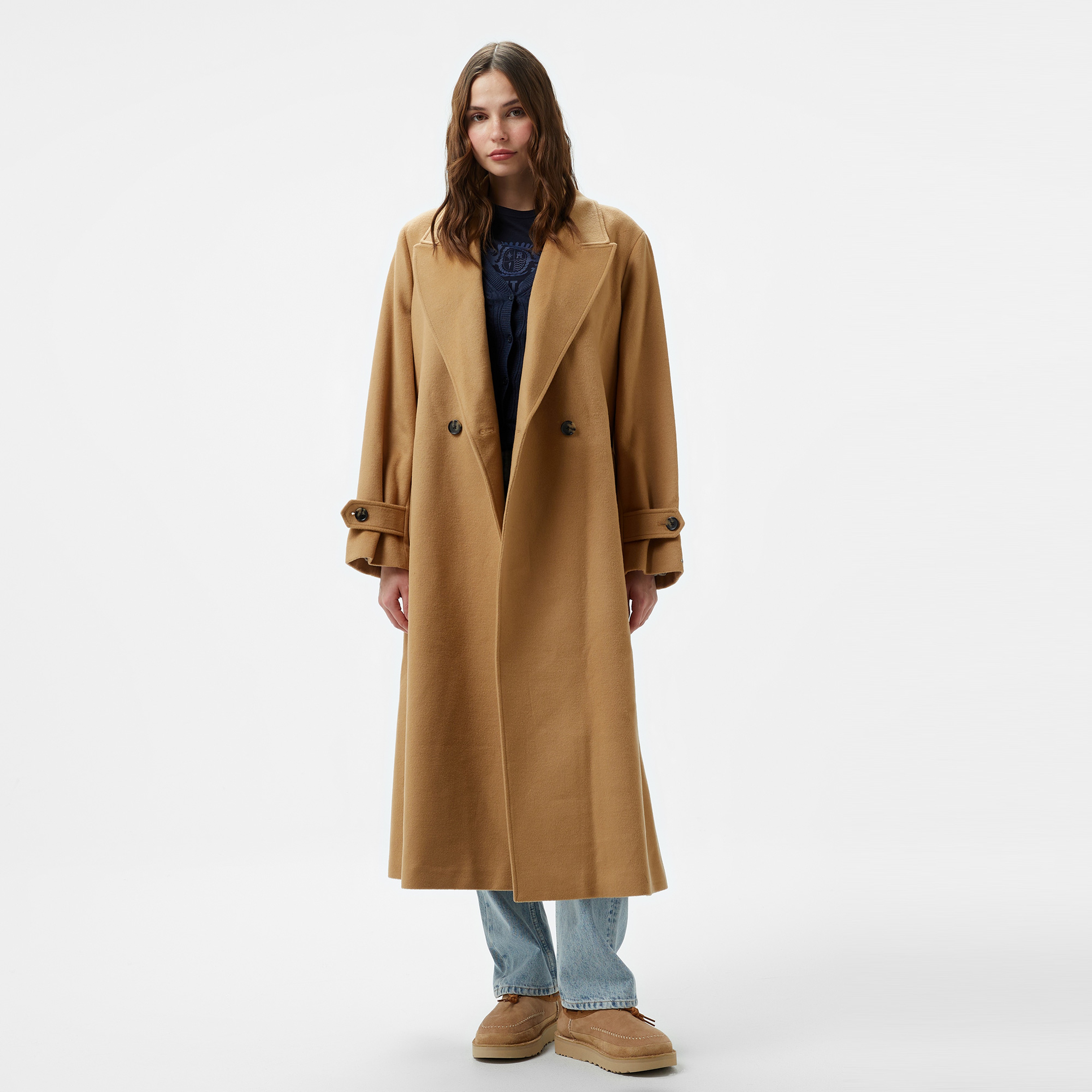 Tommy Hilfiger Wool Blend Belted Kadın Haki Mont