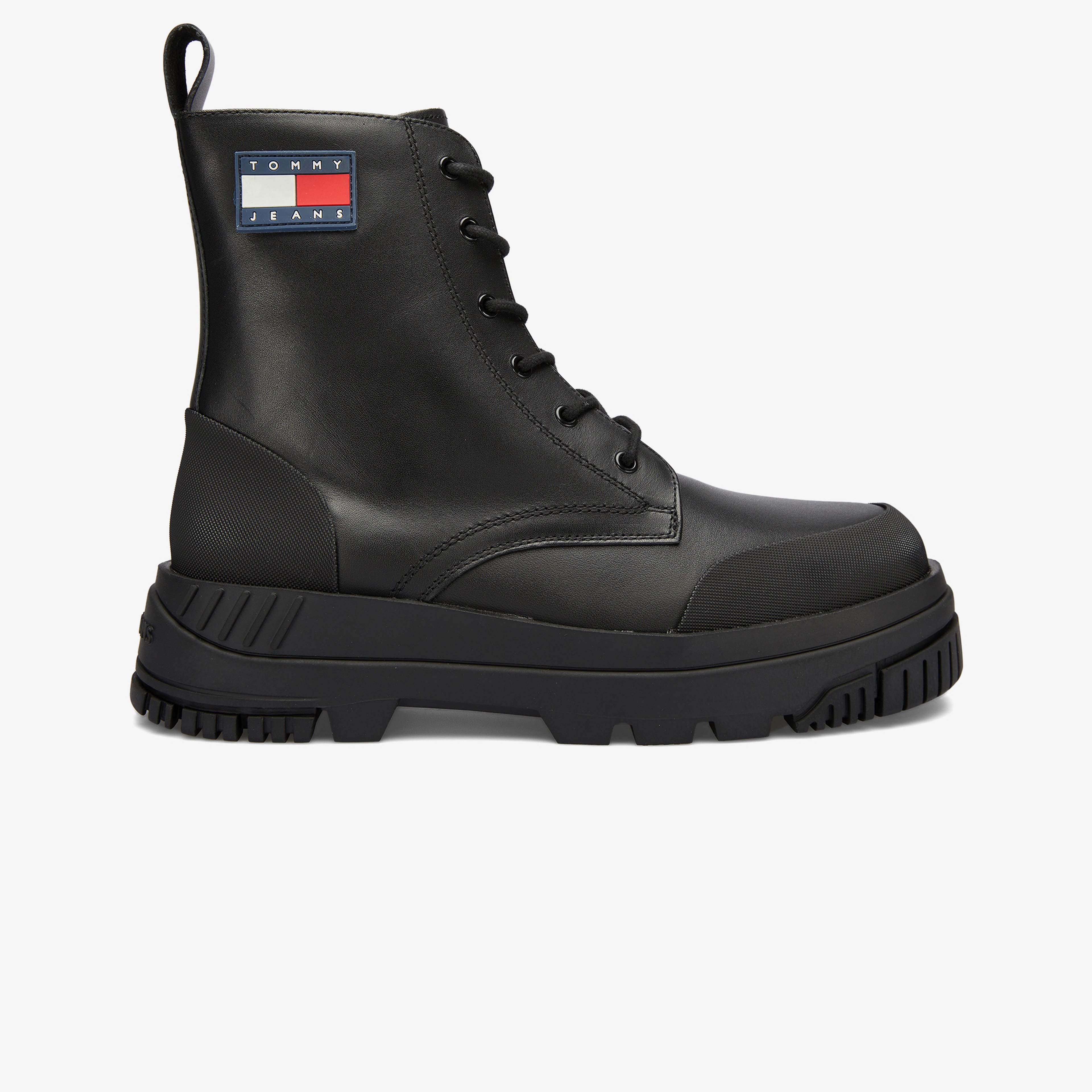 Tommy Hilfiger Jeans Lace Up Leather Boot Erkek Siyah Yağmur Botu