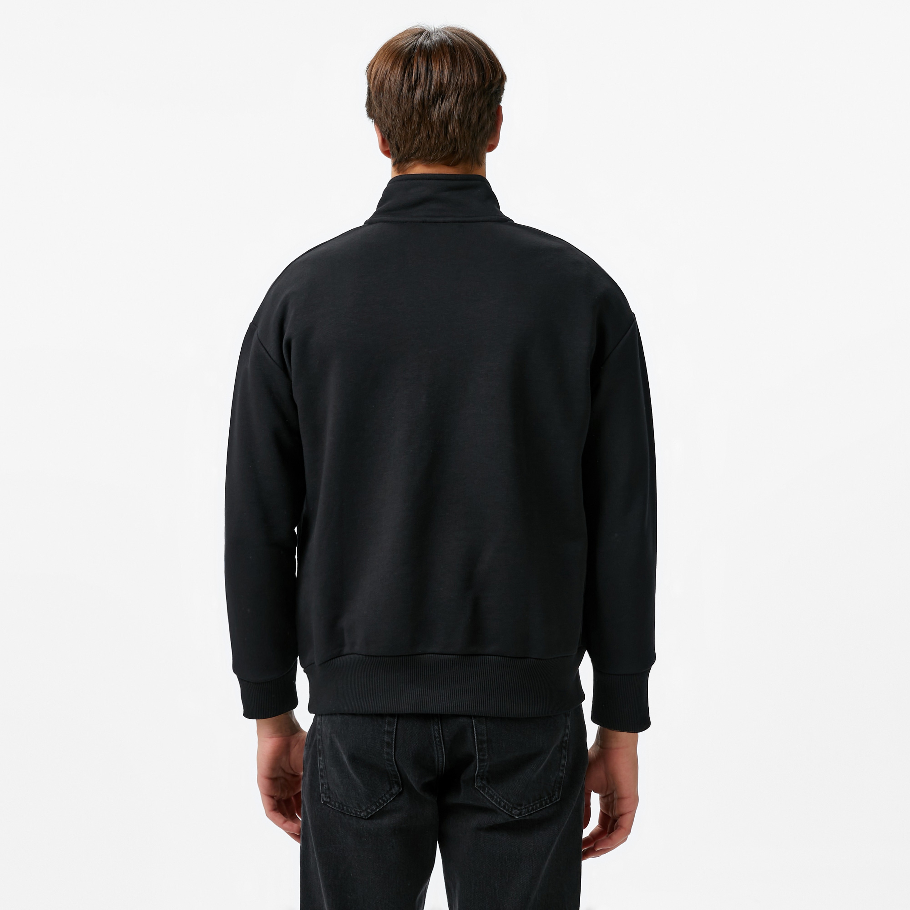 Calvin Klein Nano Logo Q-Zip Erkek Siyah Sweatshirt